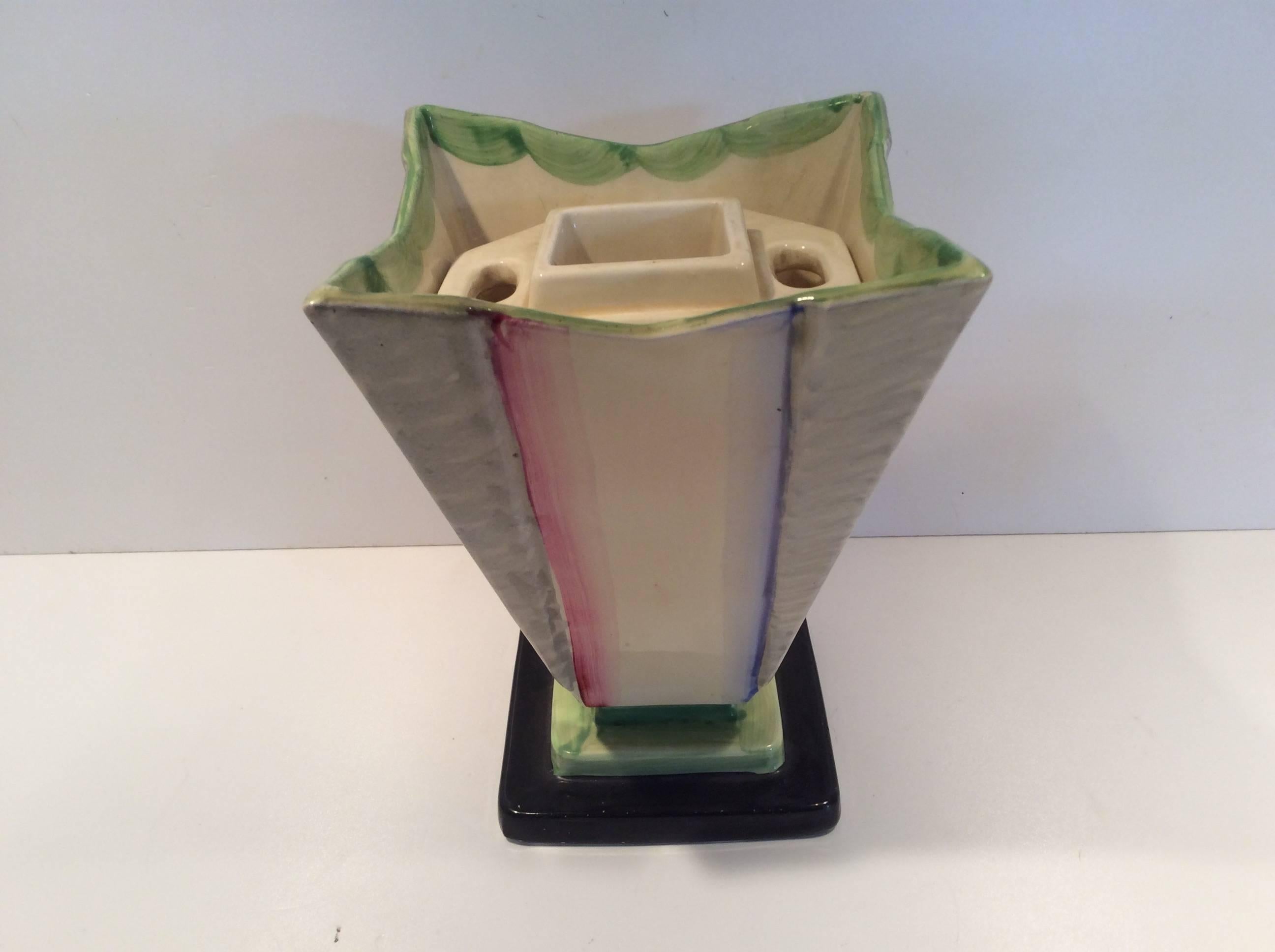20th Century Art Deco Hand Painted Vase by Myott Sons and Co. For Sale