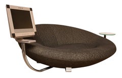 Midcentury De Sede Large Oval Sofa with Removable Table and Monitor