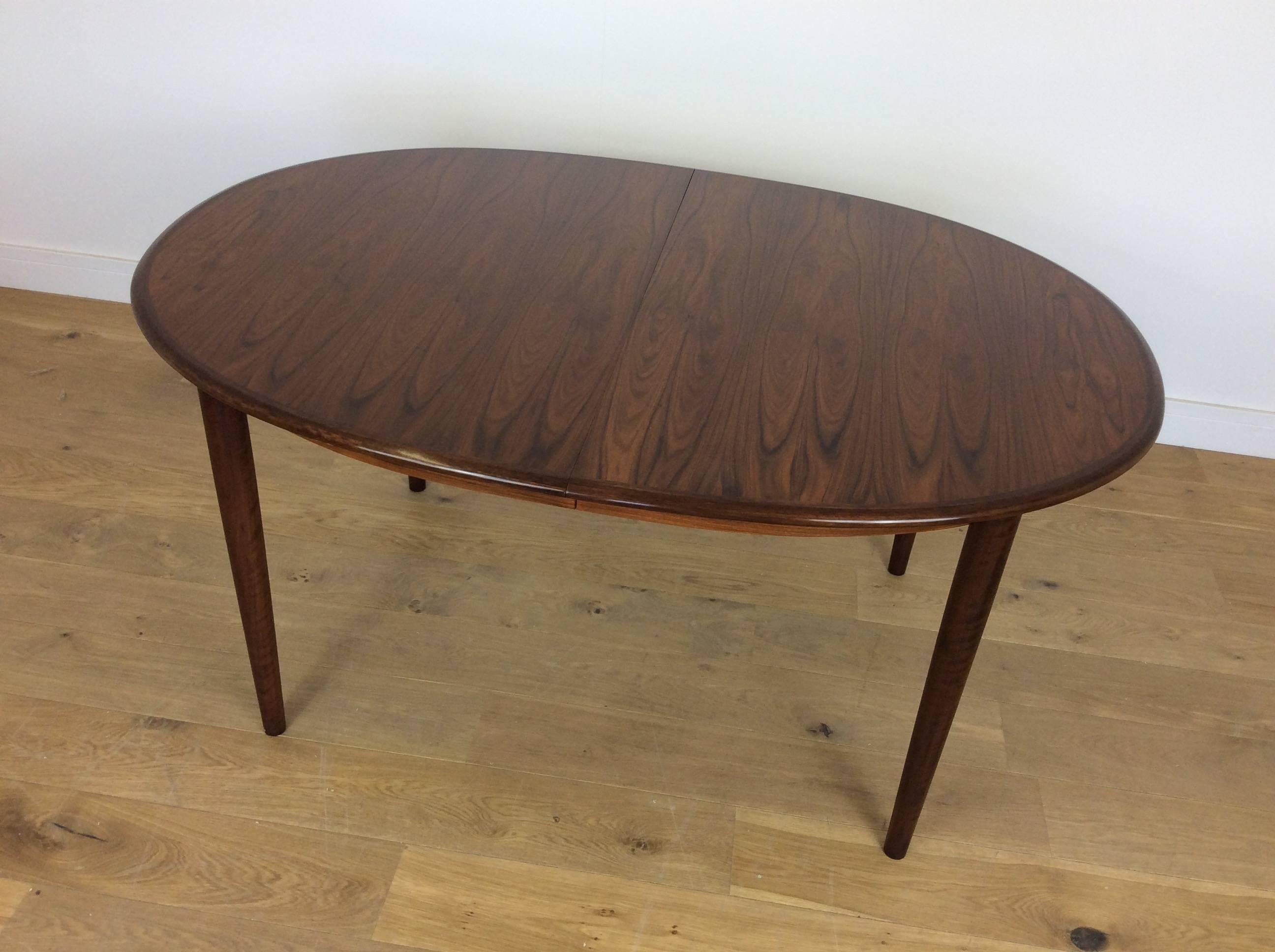 Rosewood Midcentury Dining Table and Six Chairs