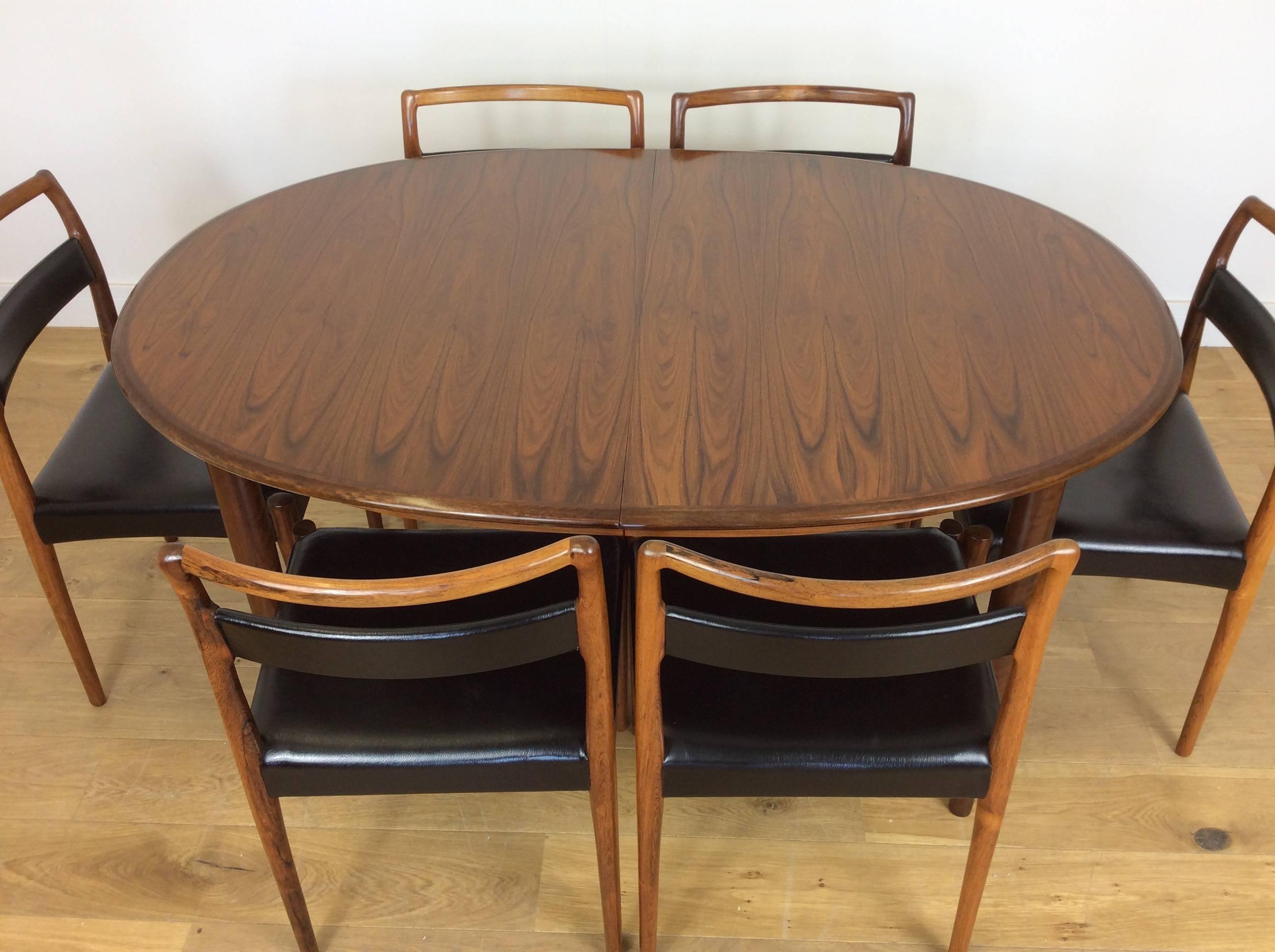 Danish Midcentury Dining Table and Six Chairs