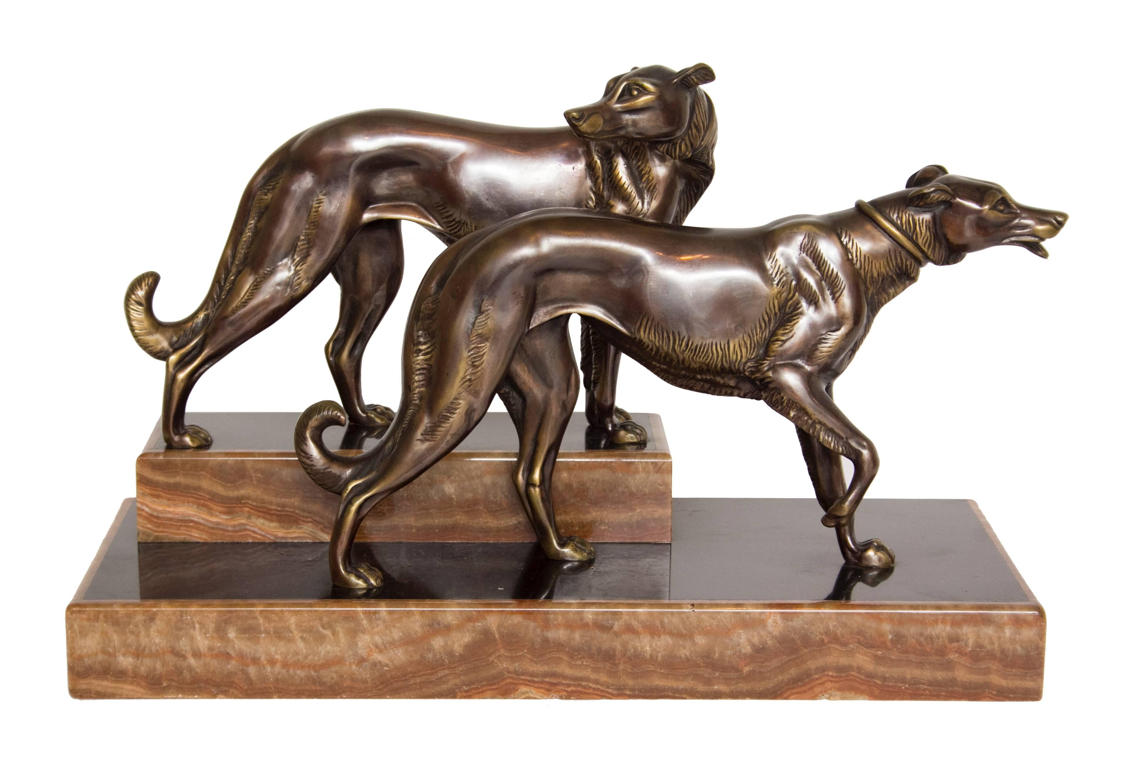 Irénée Rochard (1906-1984)
A bronze sculpture of a pair of Borzoi with fine detail and good original patina.

 