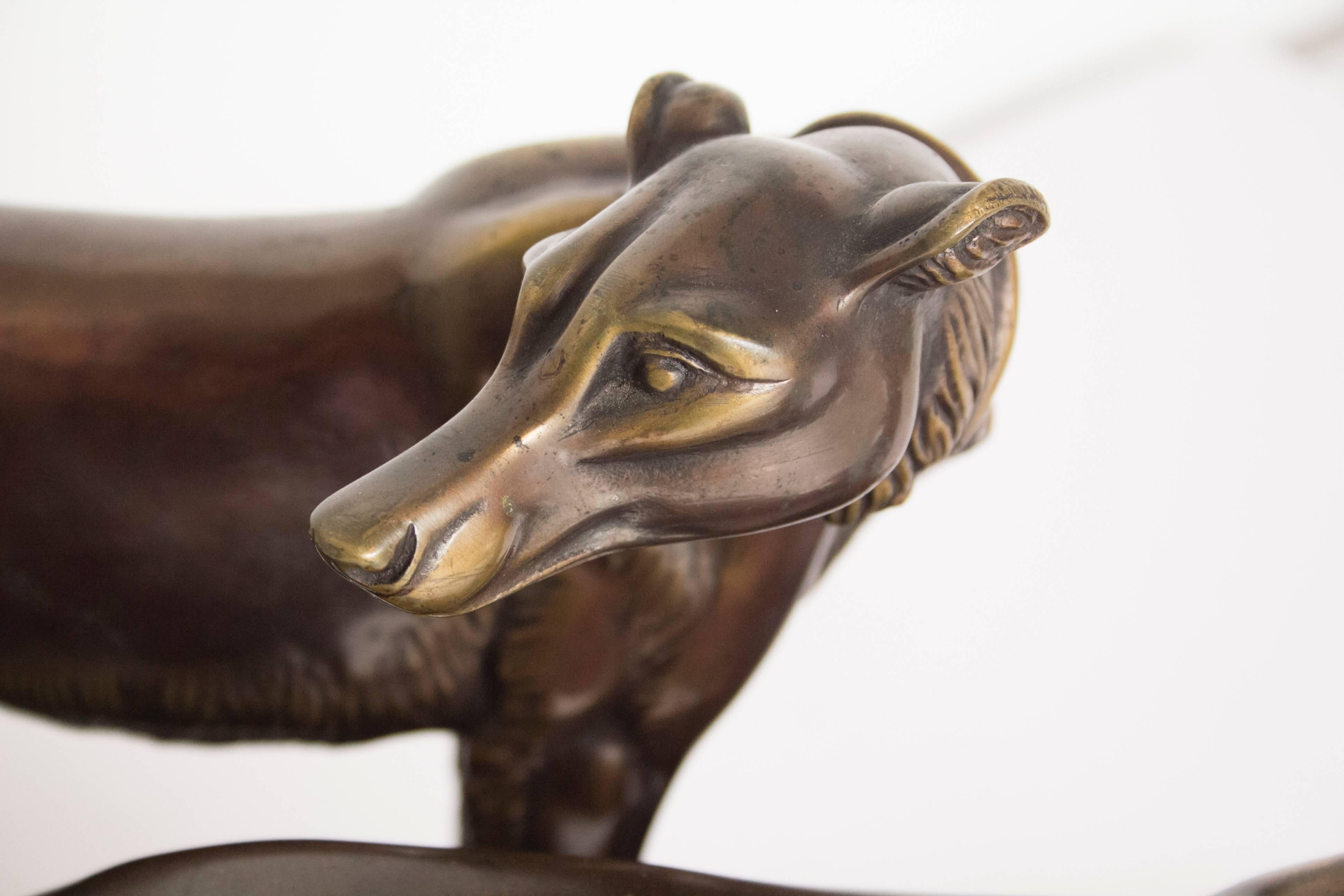 Art Deco Bronze Sculpture of Two Borzoi In Excellent Condition In London, GB