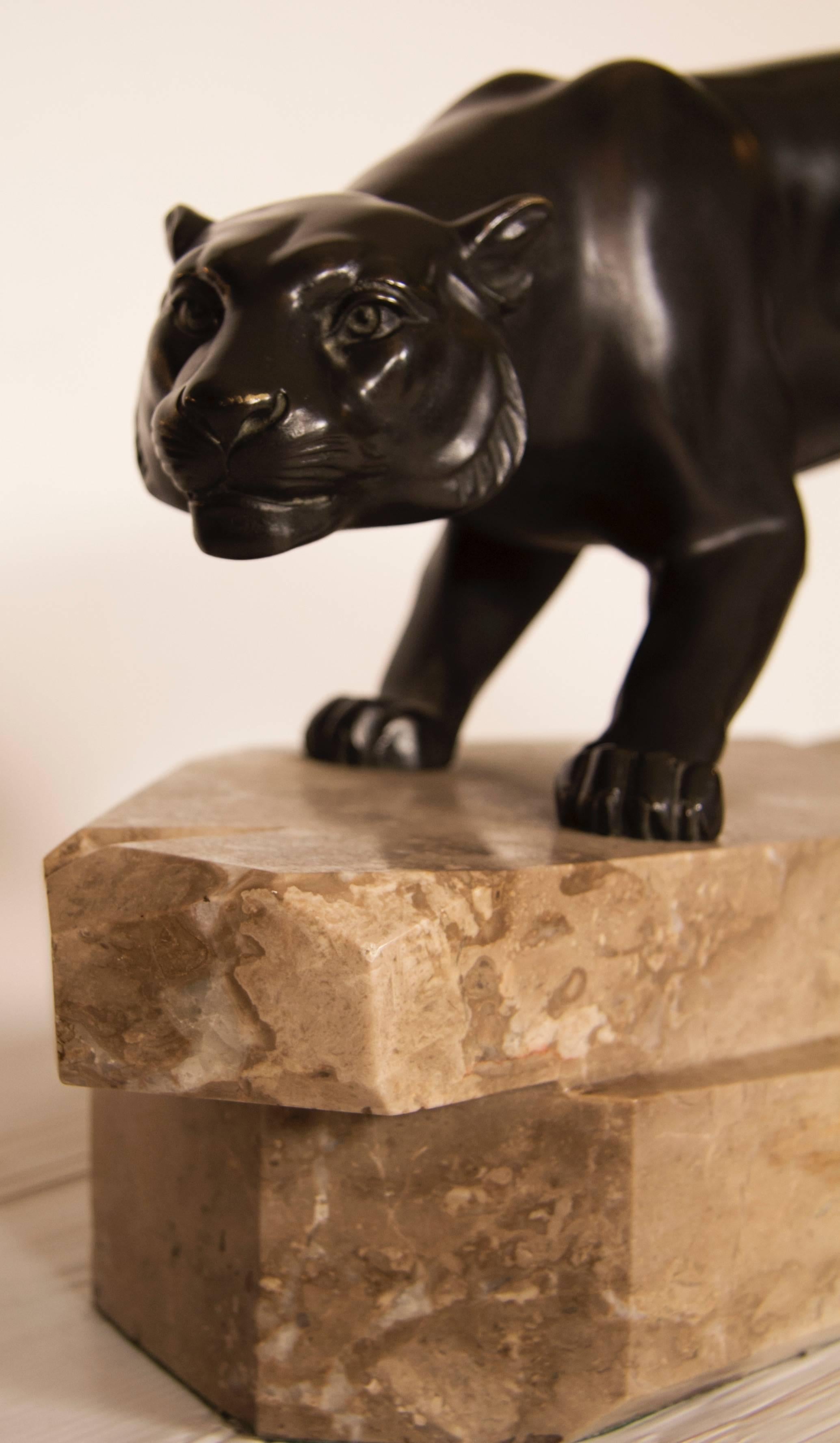 Art Deco Bronze Model of a Panther Signed J Brault In Good Condition In London, GB
