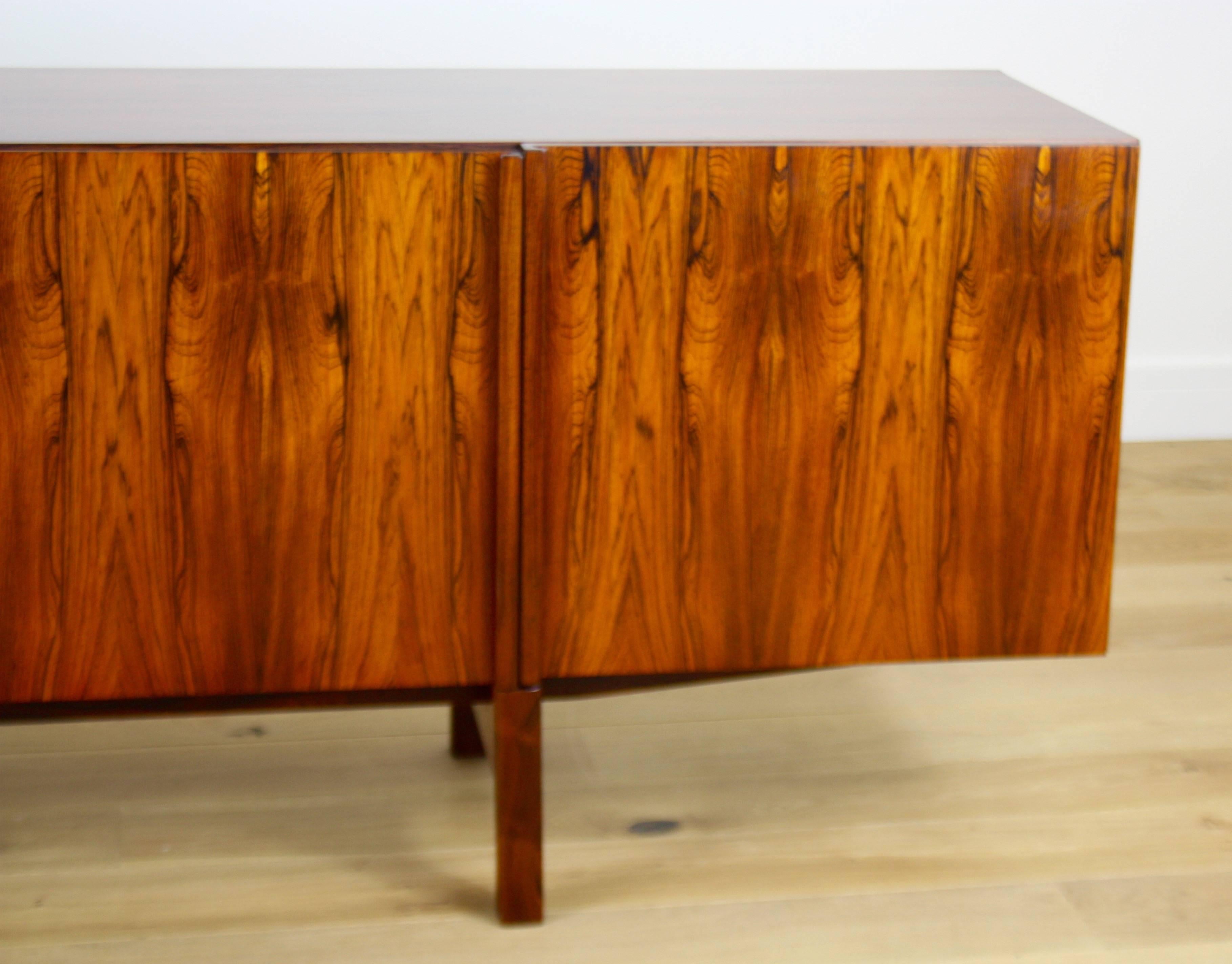 Mid-Century Modern Ib Kofod Larsen Rare Long Rosewood Sideboard Credenza