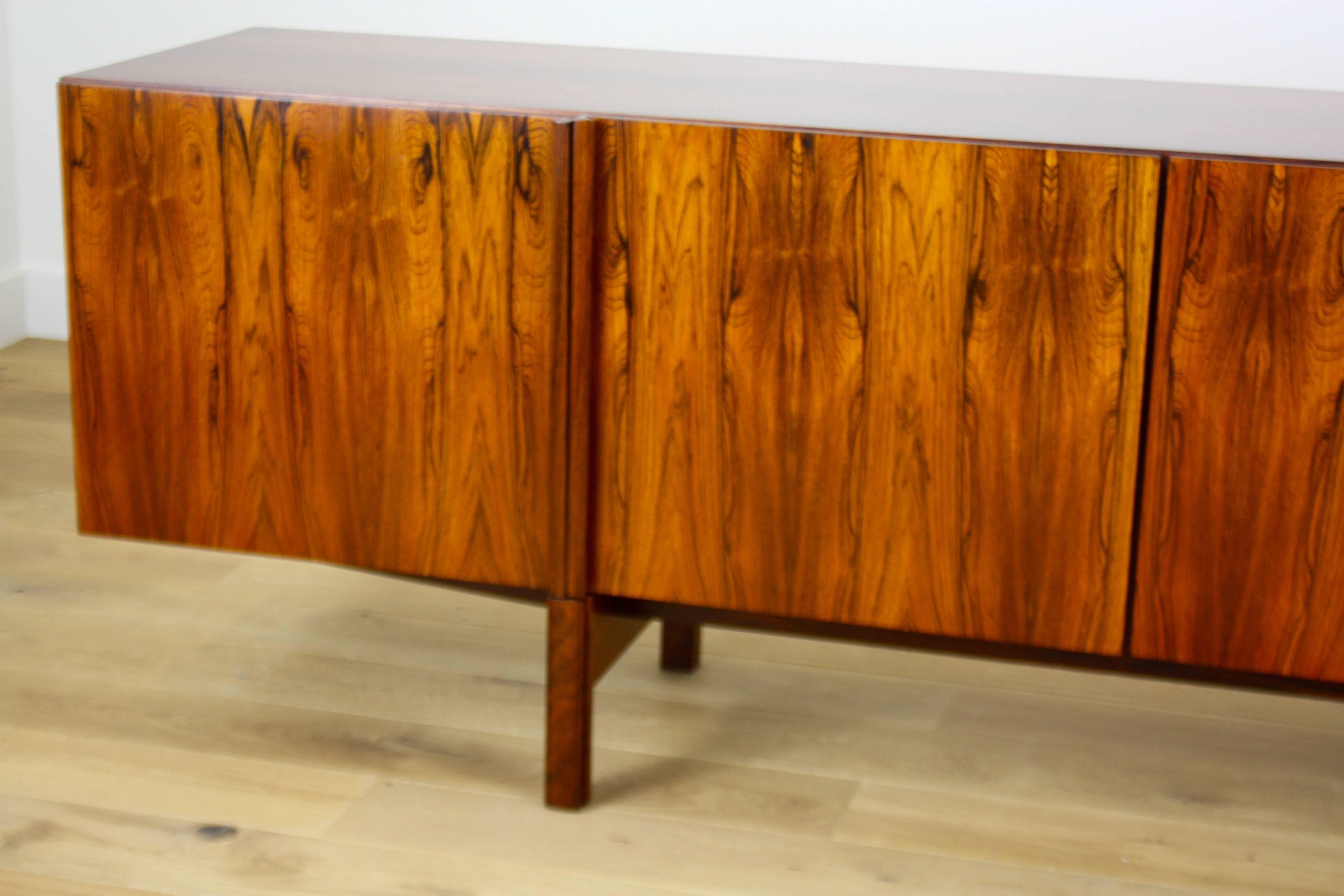 Danish Ib Kofod Larsen Rare Long Rosewood Sideboard Credenza