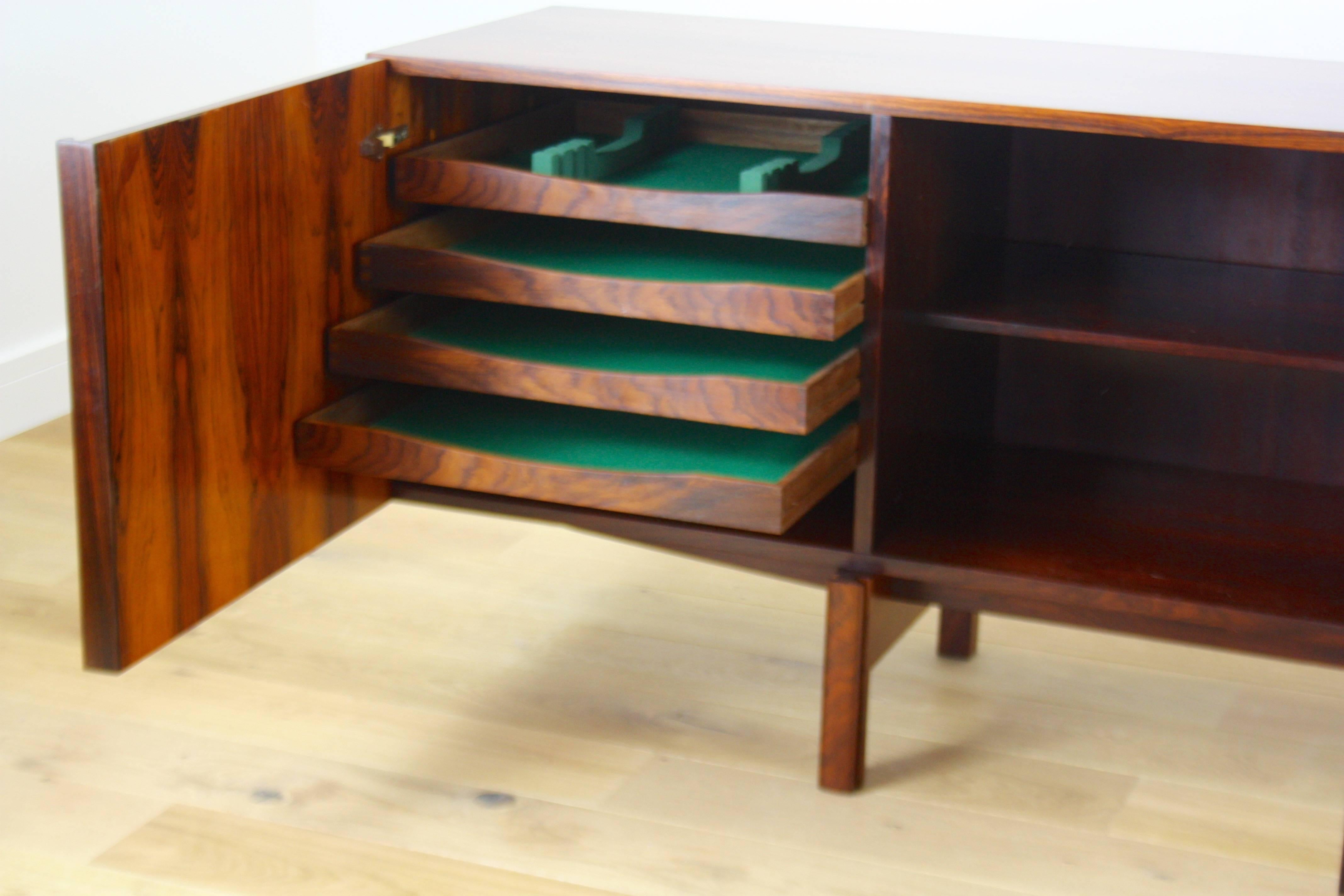 Ib Kofod Larsen Rare Long Rosewood Sideboard Credenza In Excellent Condition In London, GB