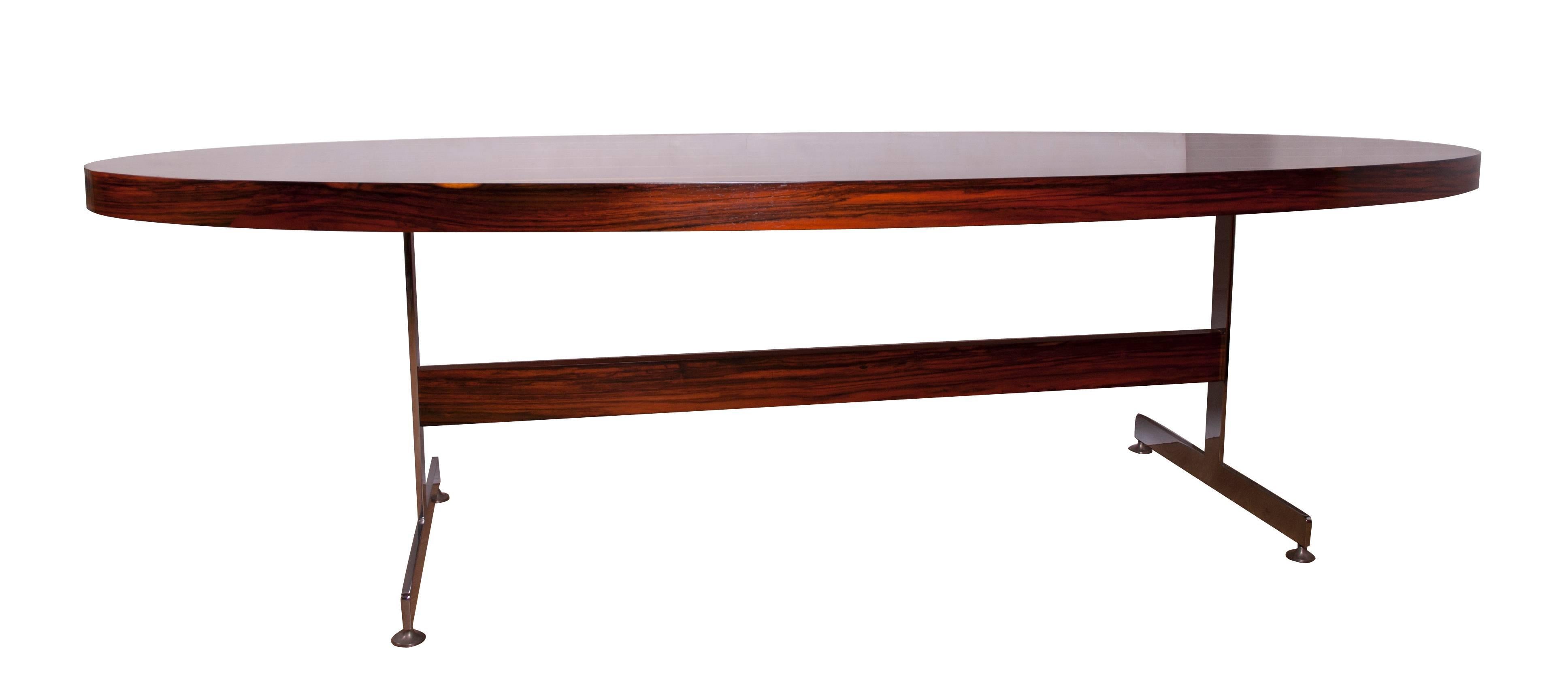 Mid-Century Modern Rare Merrow Associates Rosewood and Chrome Conference Table