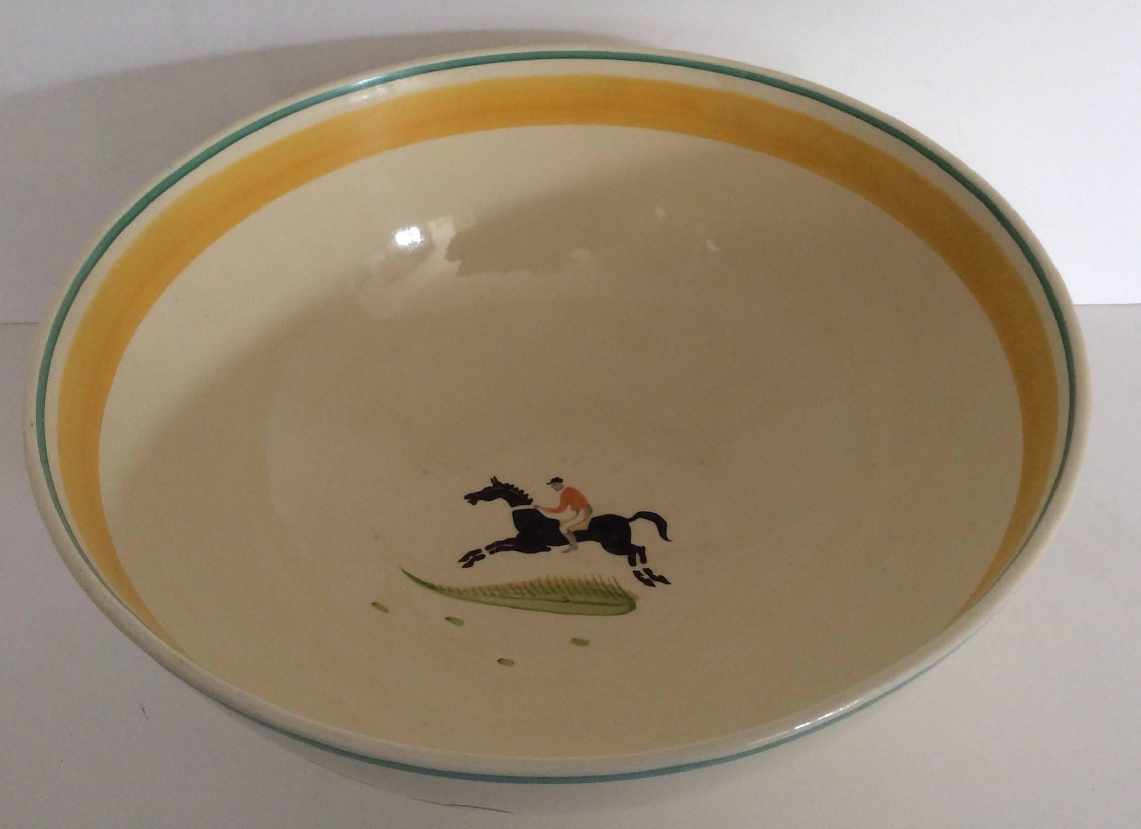 Art Deco Susie Cooper Hand-Painted Large Punch Bowl Horse and Jockey