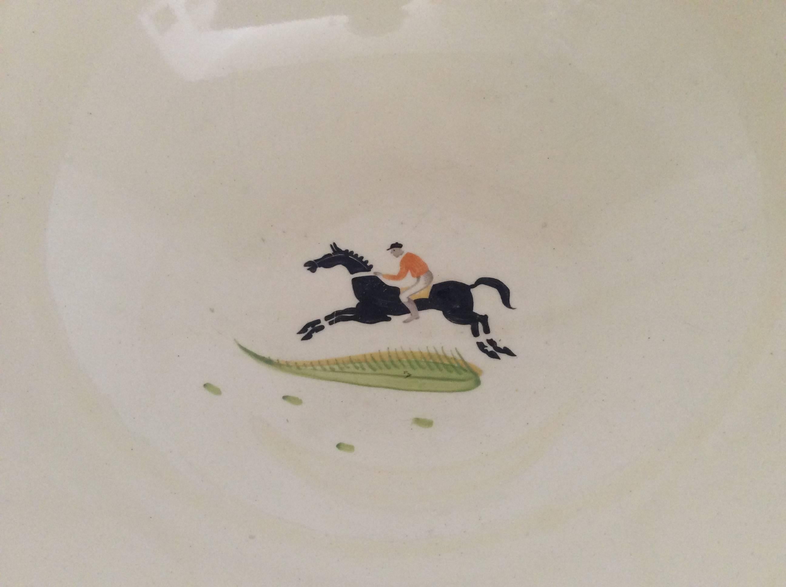 British Susie Cooper Hand-Painted Large Punch Bowl Horse and Jockey