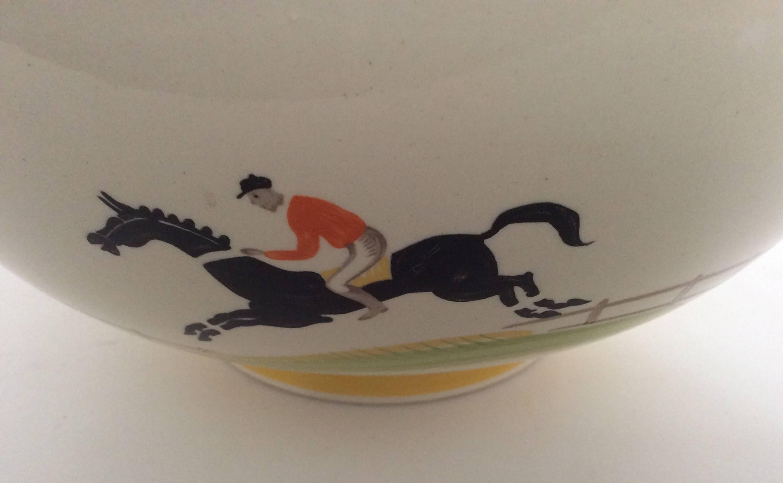 Susie Cooper Hand-Painted Large Punch Bowl Horse and Jockey 1