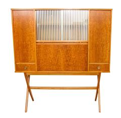 Mid-Century Cocktail Secretaire in Bird's-eye Maple