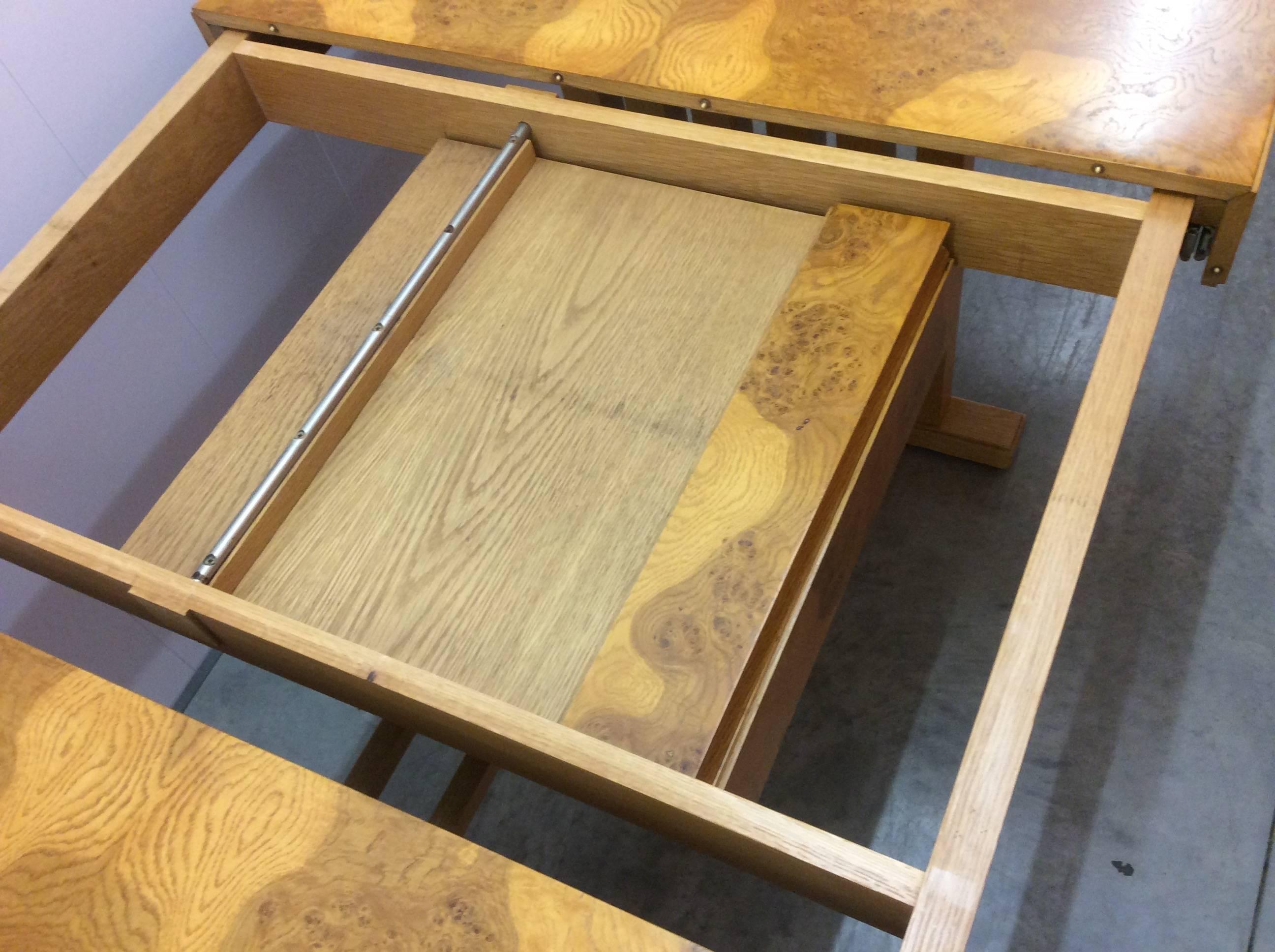 Elm Mid-20th Century Extendable Dining Table For Sale