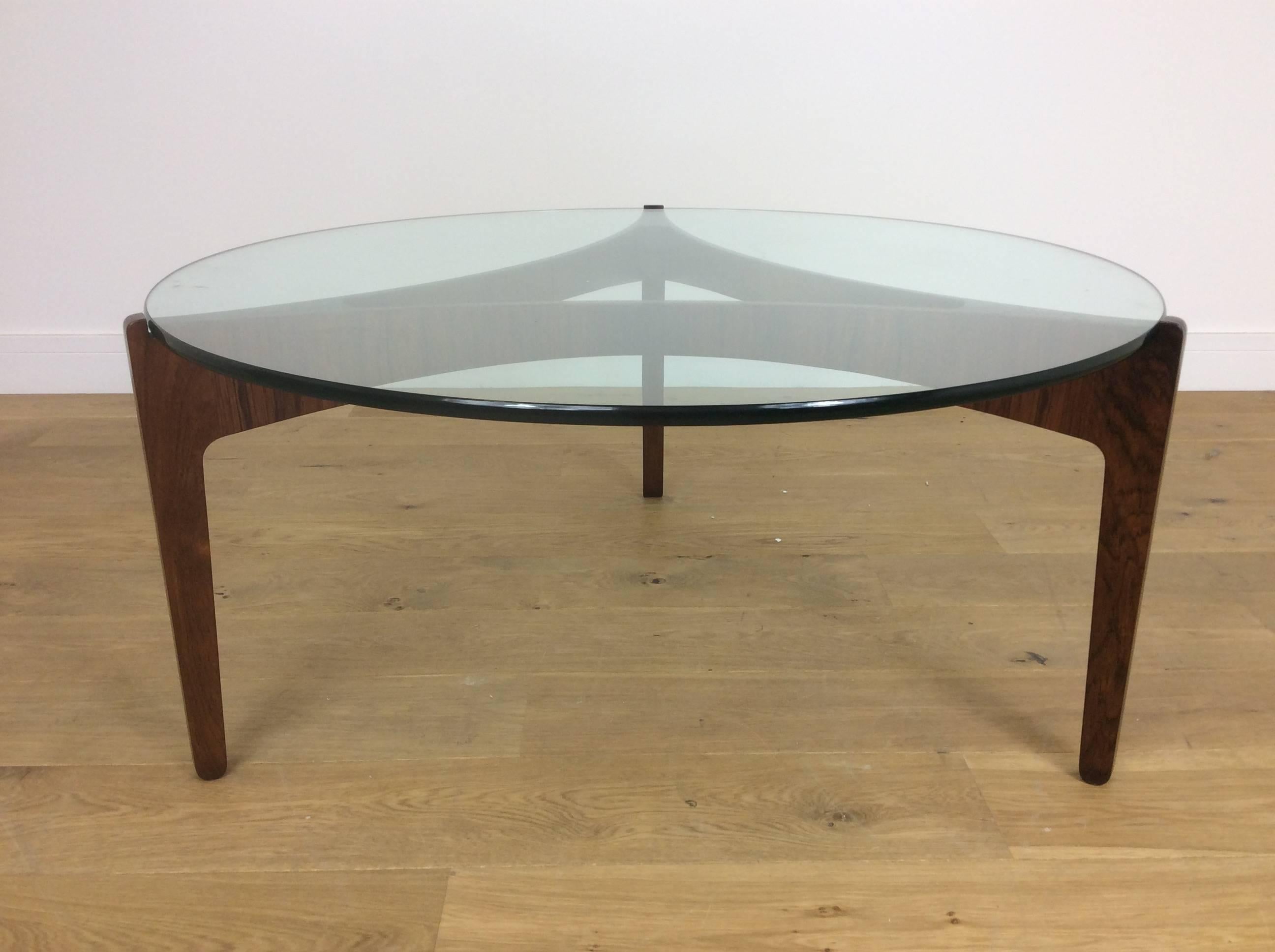 Mid-Century Modern design at its best.
Beautiful rosewood coffee table designed by Sven Ellekaer, 1961, produced by Christian Linneberg.
This design was used on the James Bond Movie 
