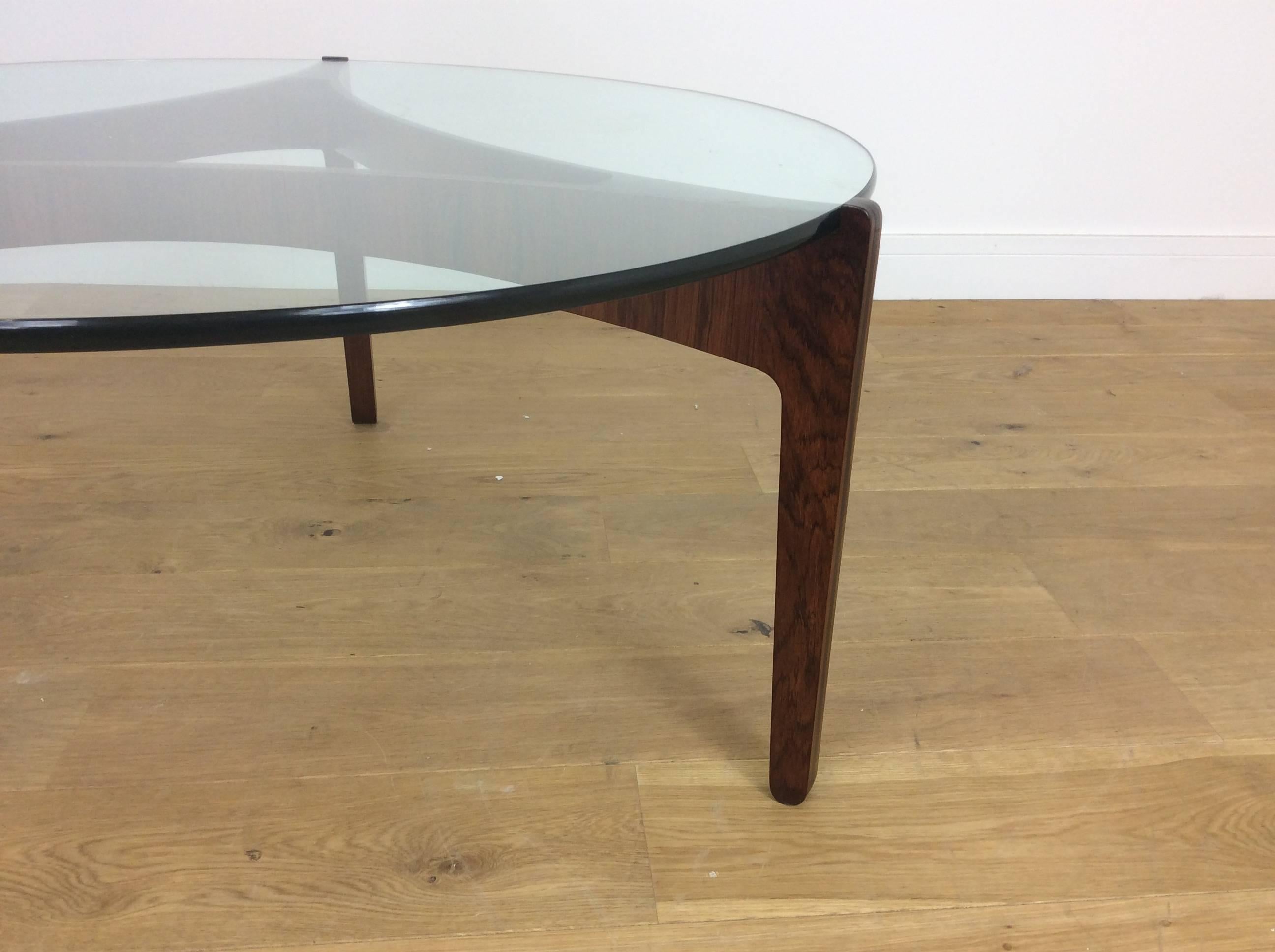 Mid-Century Modern Mid-Century Danish Rosewood and Glass Table by Sven Ellekaer