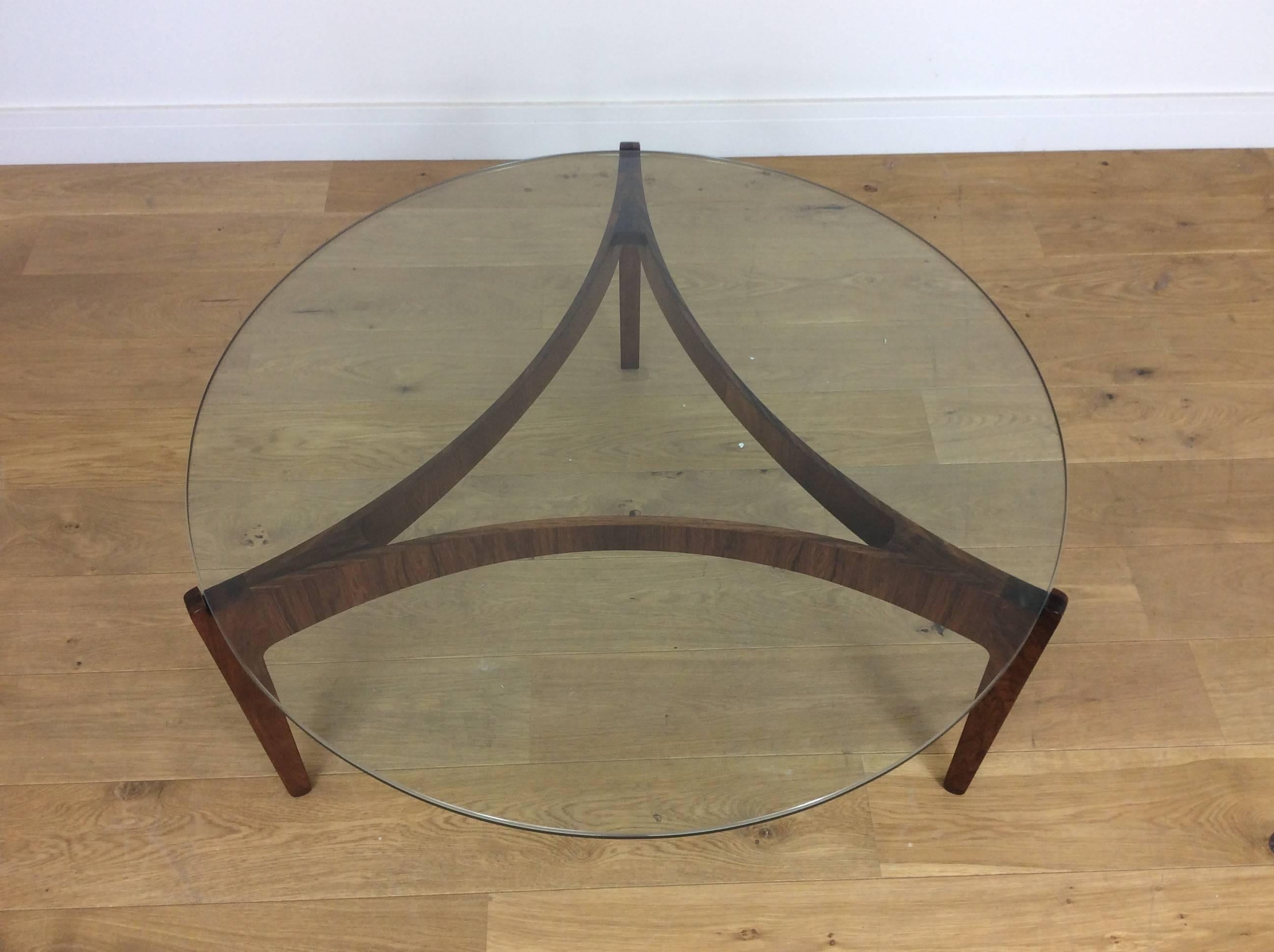 Mid-Century Danish Rosewood and Glass Table by Sven Ellekaer In Excellent Condition In London, GB
