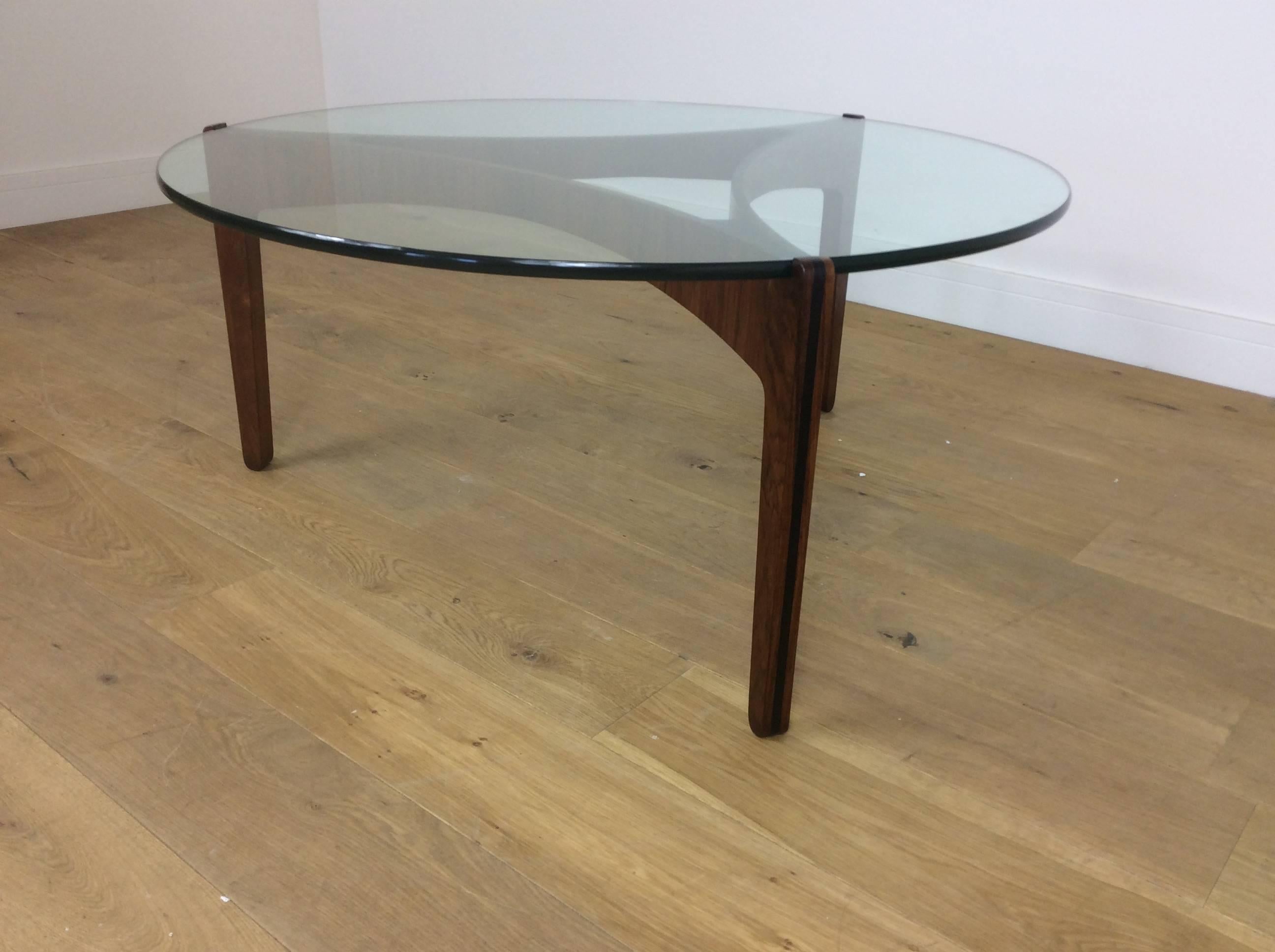 20th Century Mid-Century Danish Rosewood and Glass Table by Sven Ellekaer