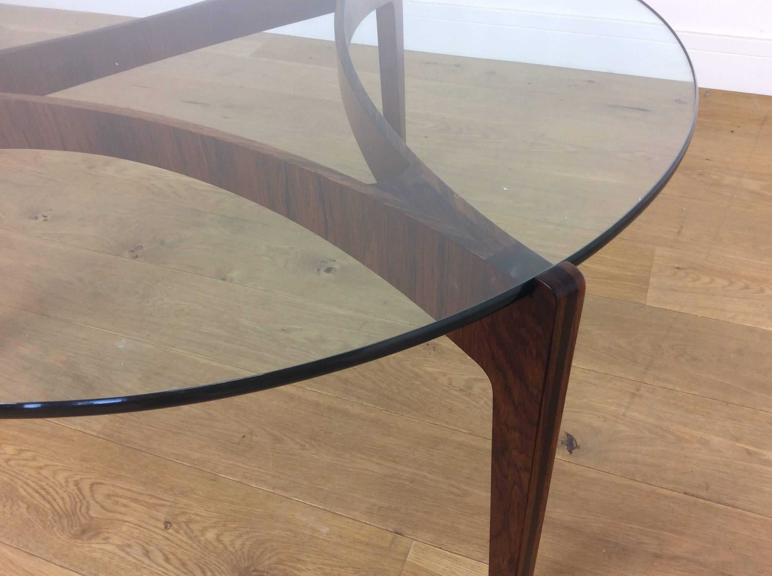 Mid-Century Danish Rosewood and Glass Table by Sven Ellekaer 2