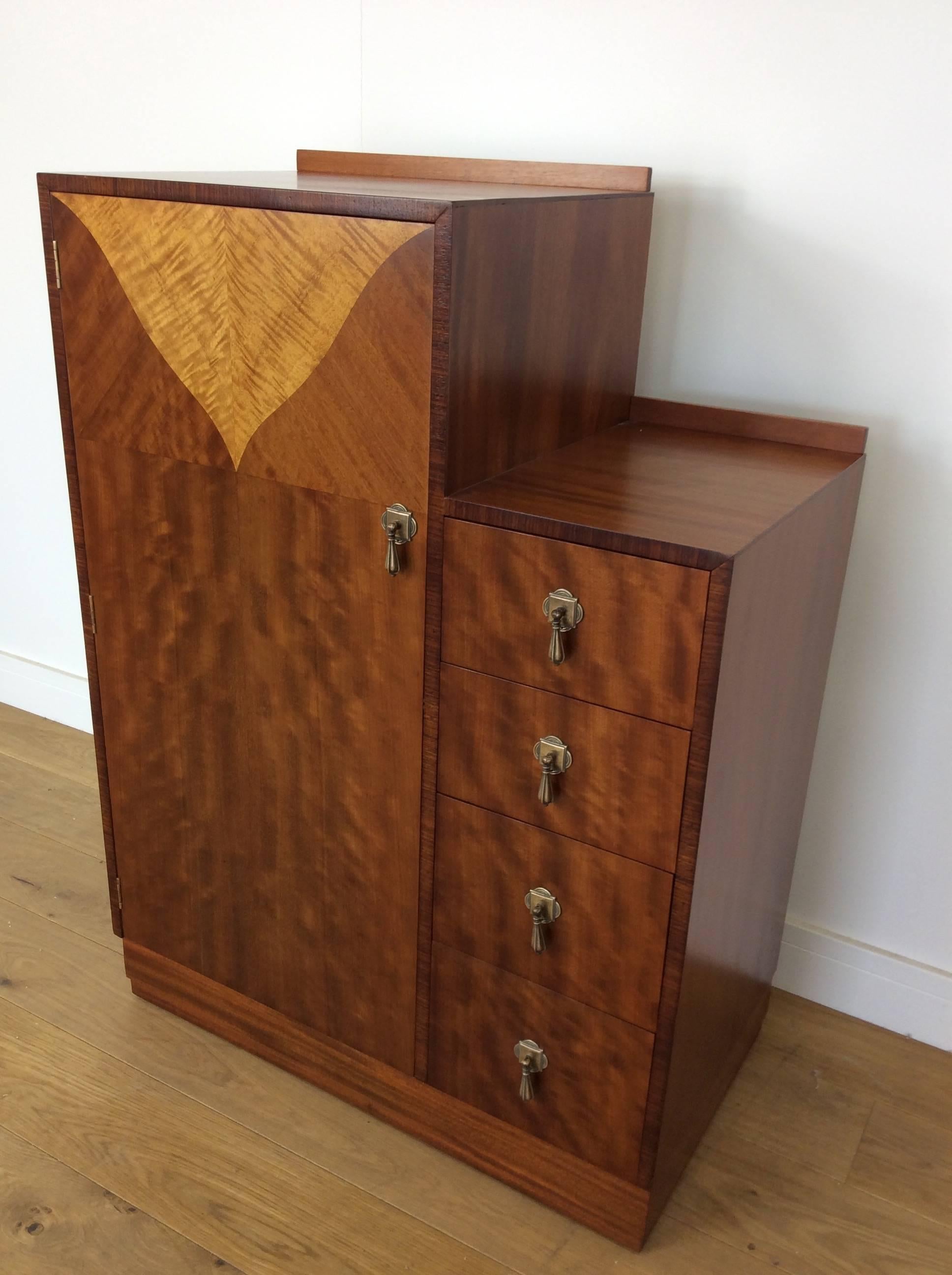 English Art Deco Bedroom Set in Satin Maple by Maple & Co.