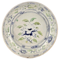Raro gres de Annam con azul bajo vidriado y verde pintado, Siglos XV-XVI