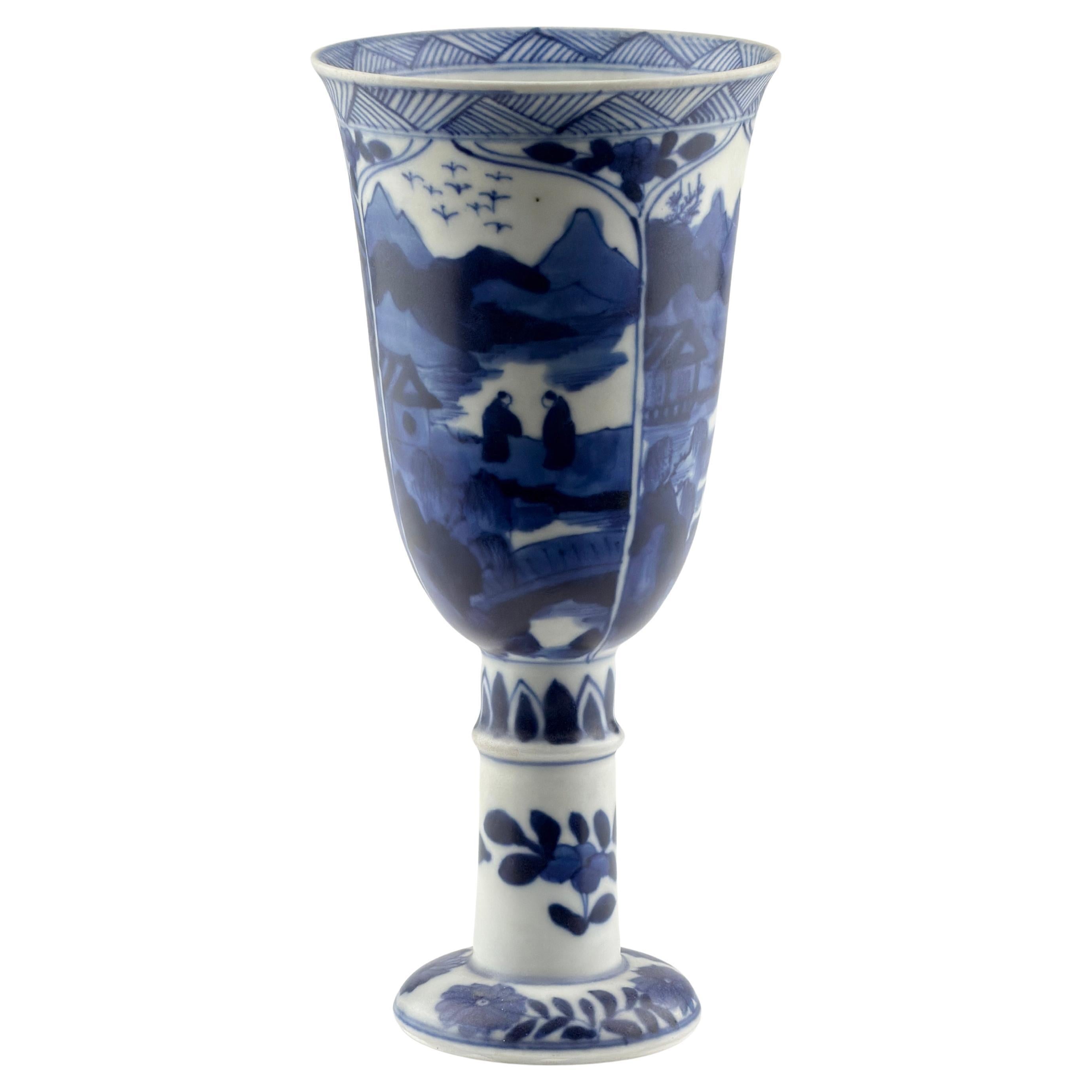 Blue and White Stemcup, Qing Dynasty, Kangxi Era, circa 1690