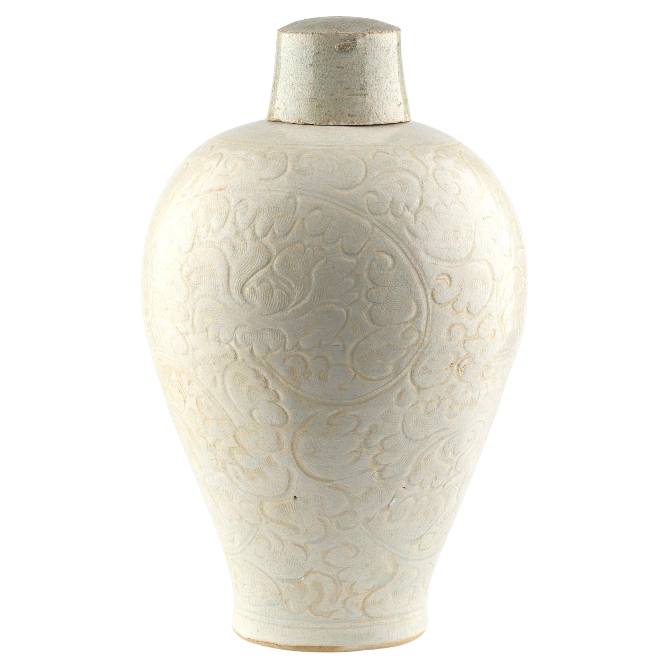 A Qingbai Carved Meiping Porcelain, Song Dynasty