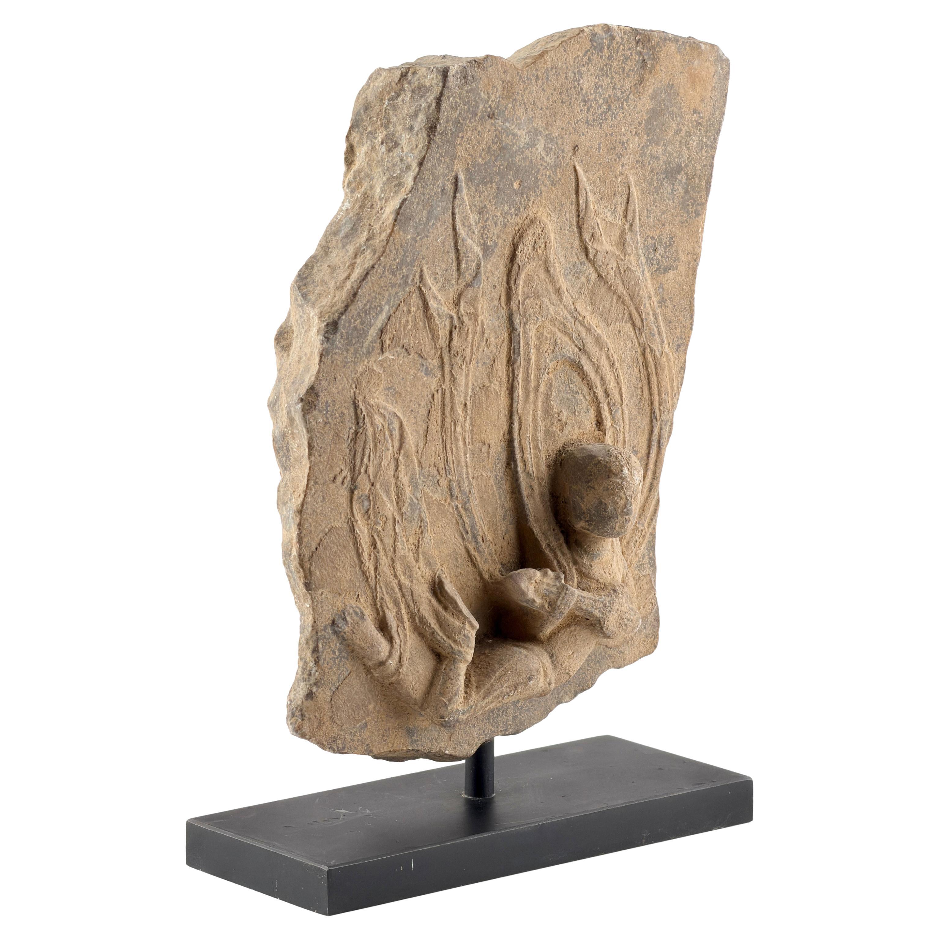 Apsara Carved Limestone Stele with Extremely Rare
Oolitic silica
, Wei Dynasty