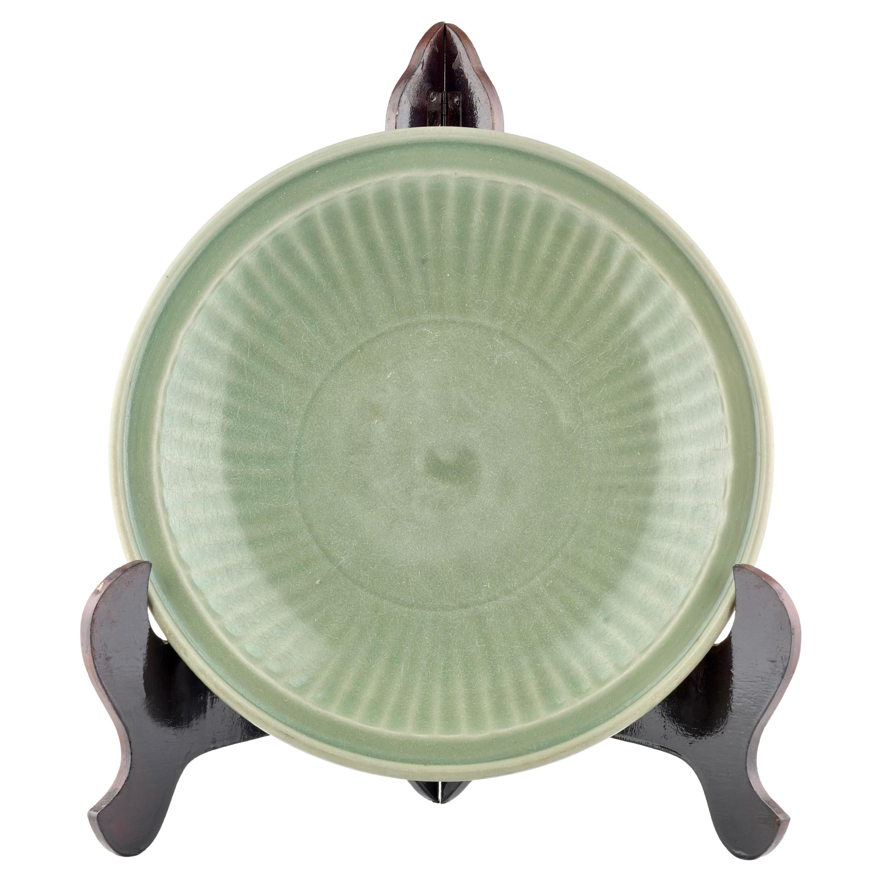 A Large 
Longquan
 Celadon Dish, Ming Dynasty, 15th century