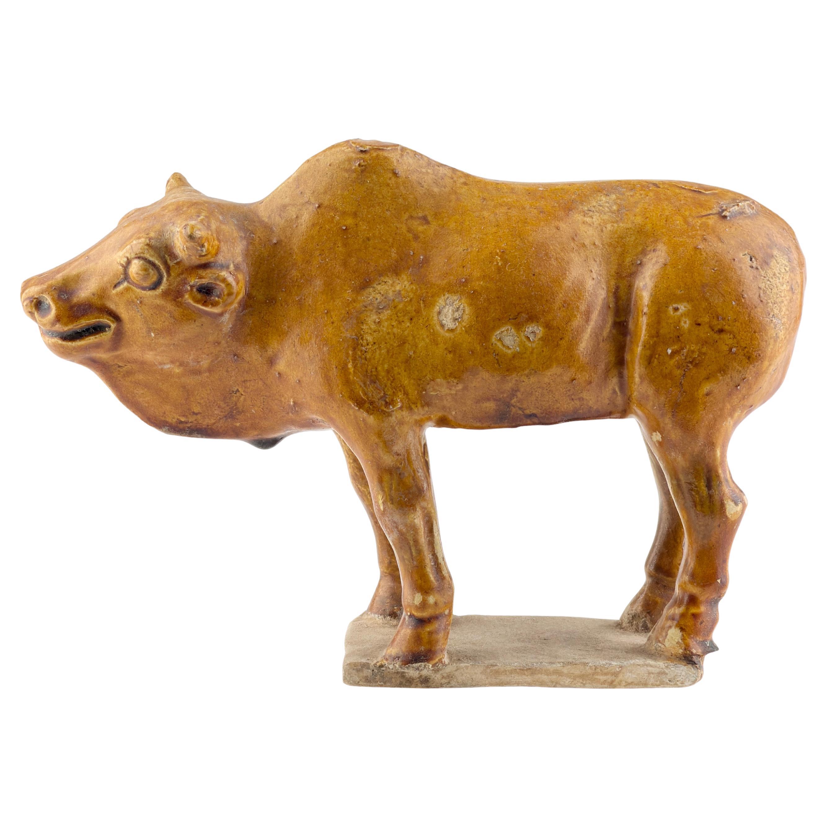 Amber-Glazed Pottery Figure of Sacred Bull