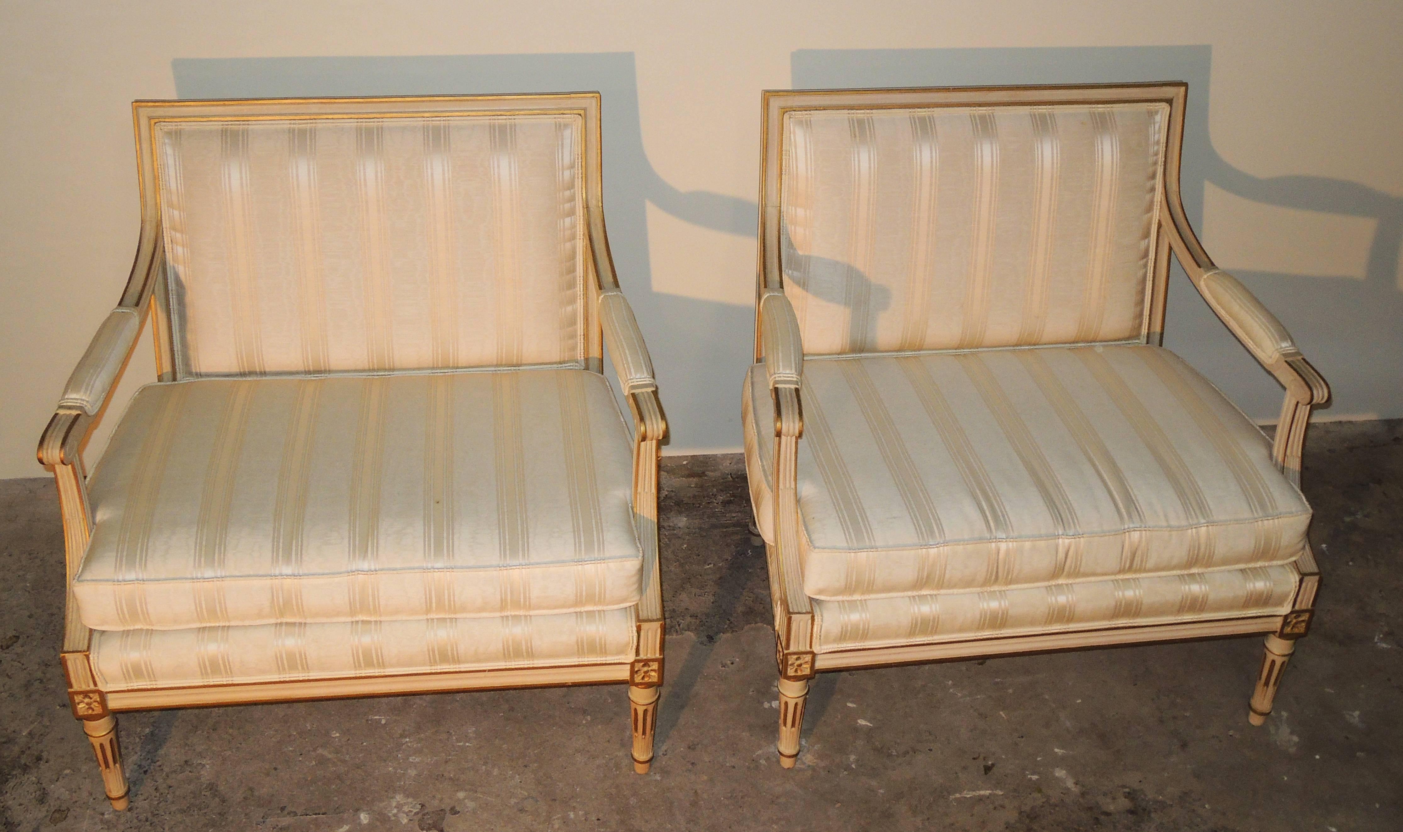Pair of Louis XVI Style Marquise Armchairs 1