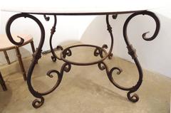 French Wrought Iron Table with Marble Top