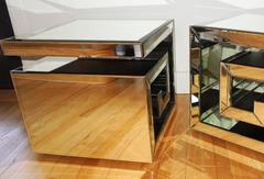 Pair of Mirrored Greek Key Side Tables