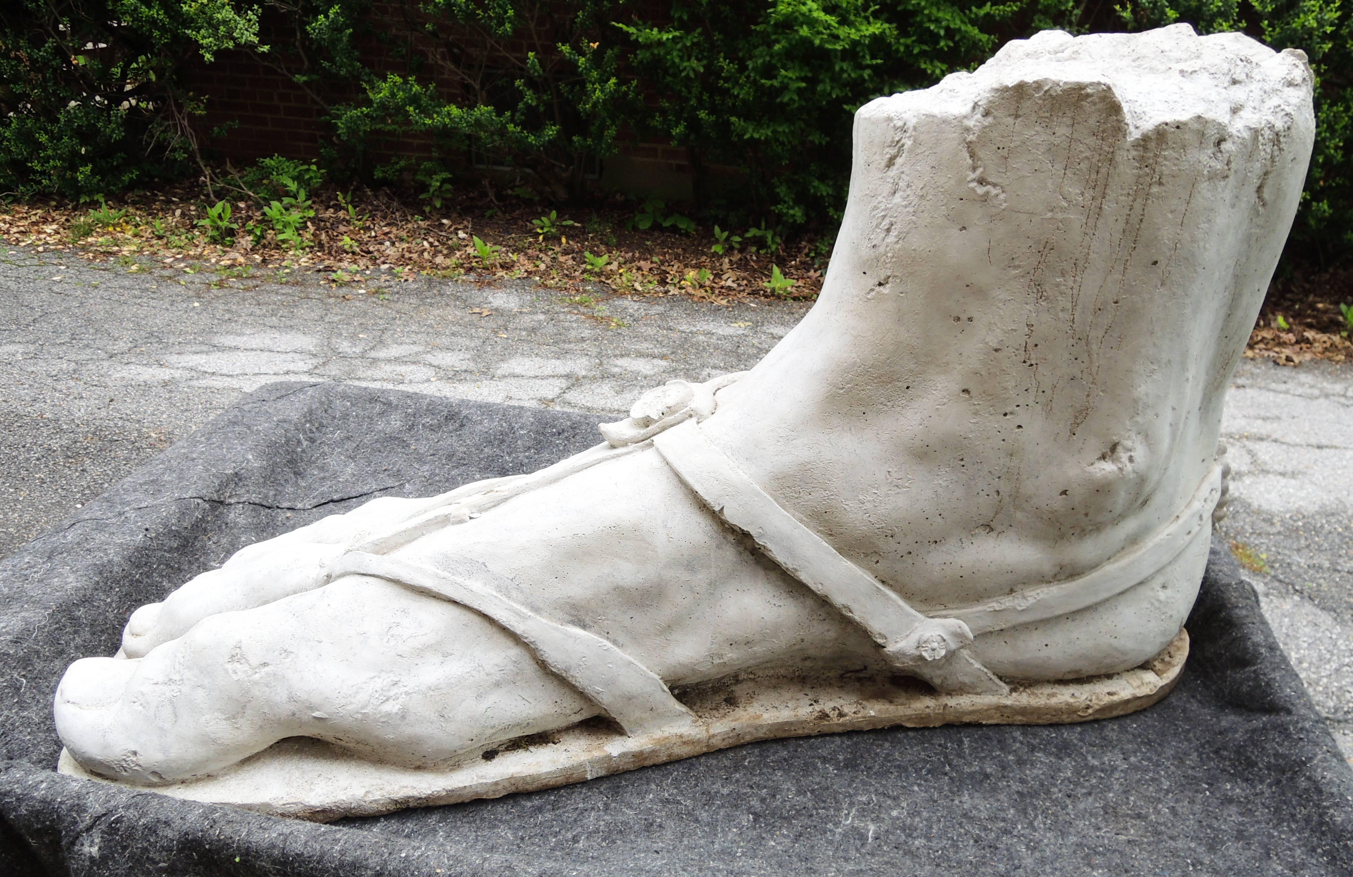 Monumental Cast Stone Classical Roman Foot In Excellent Condition In Washington, DC