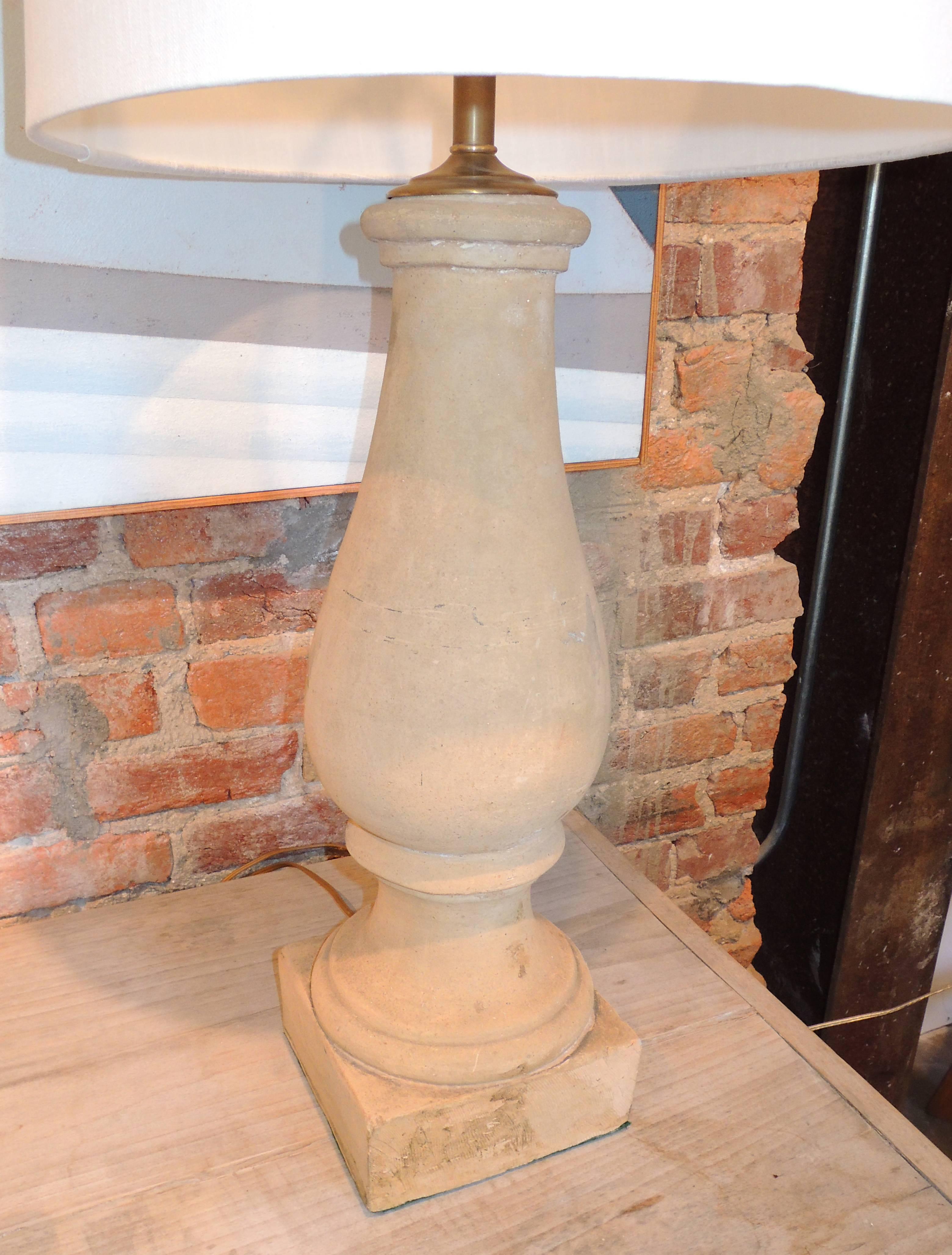 Pair of 19th Century Terra Cotta Baluster Lamps In Excellent Condition In Washington, DC