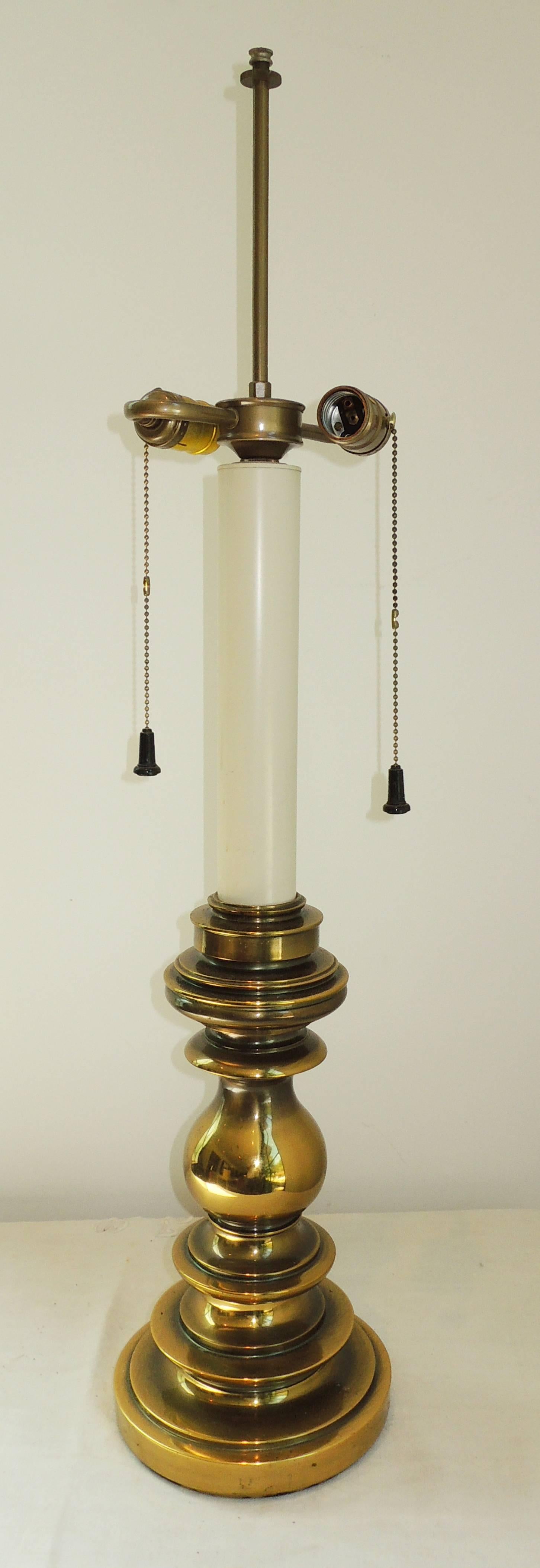 Mid-Century Modern Brass Candlestick Stiffel Table Lamp For Sale