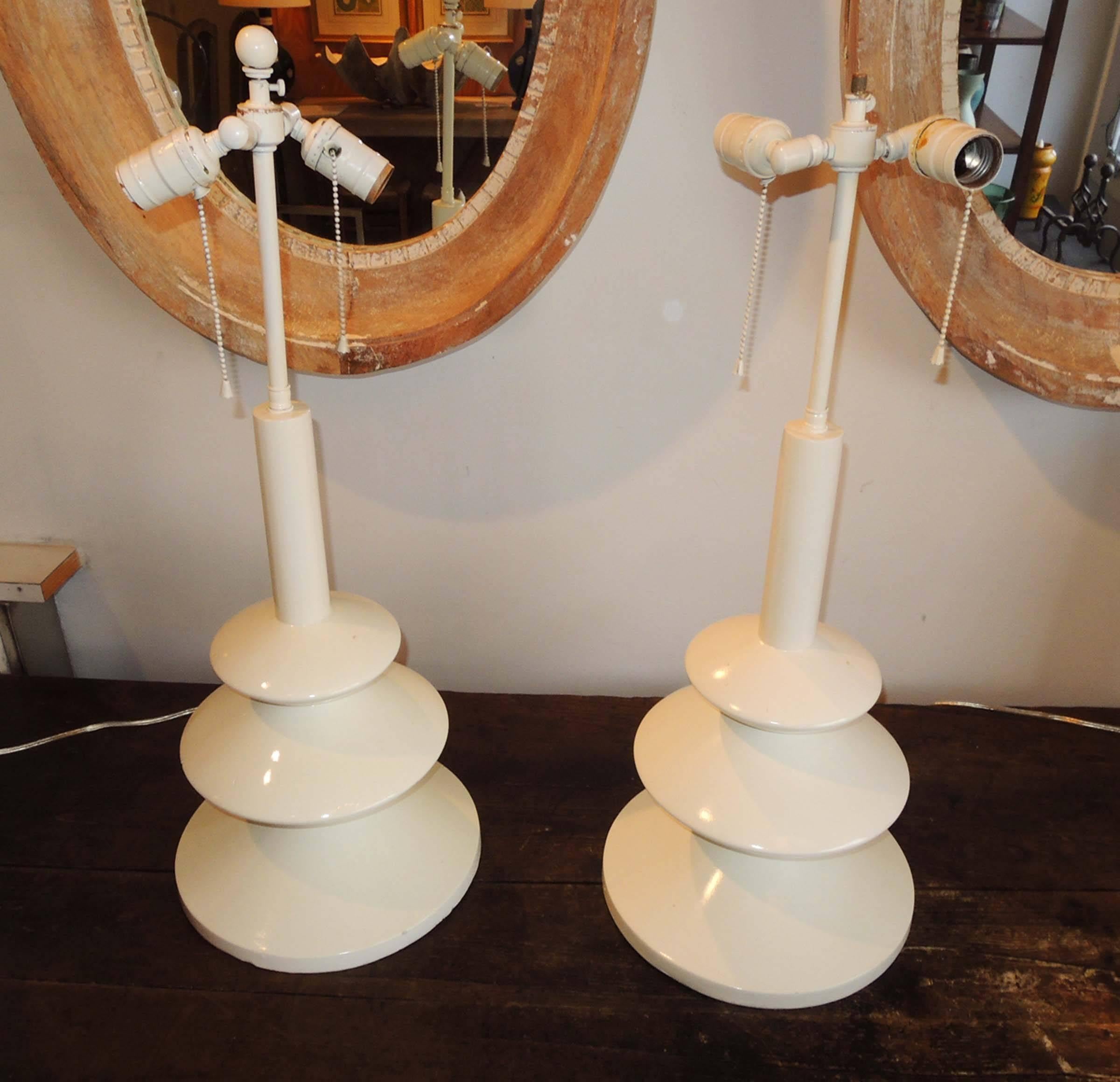 French Giacometti Plaster Table Lamps
