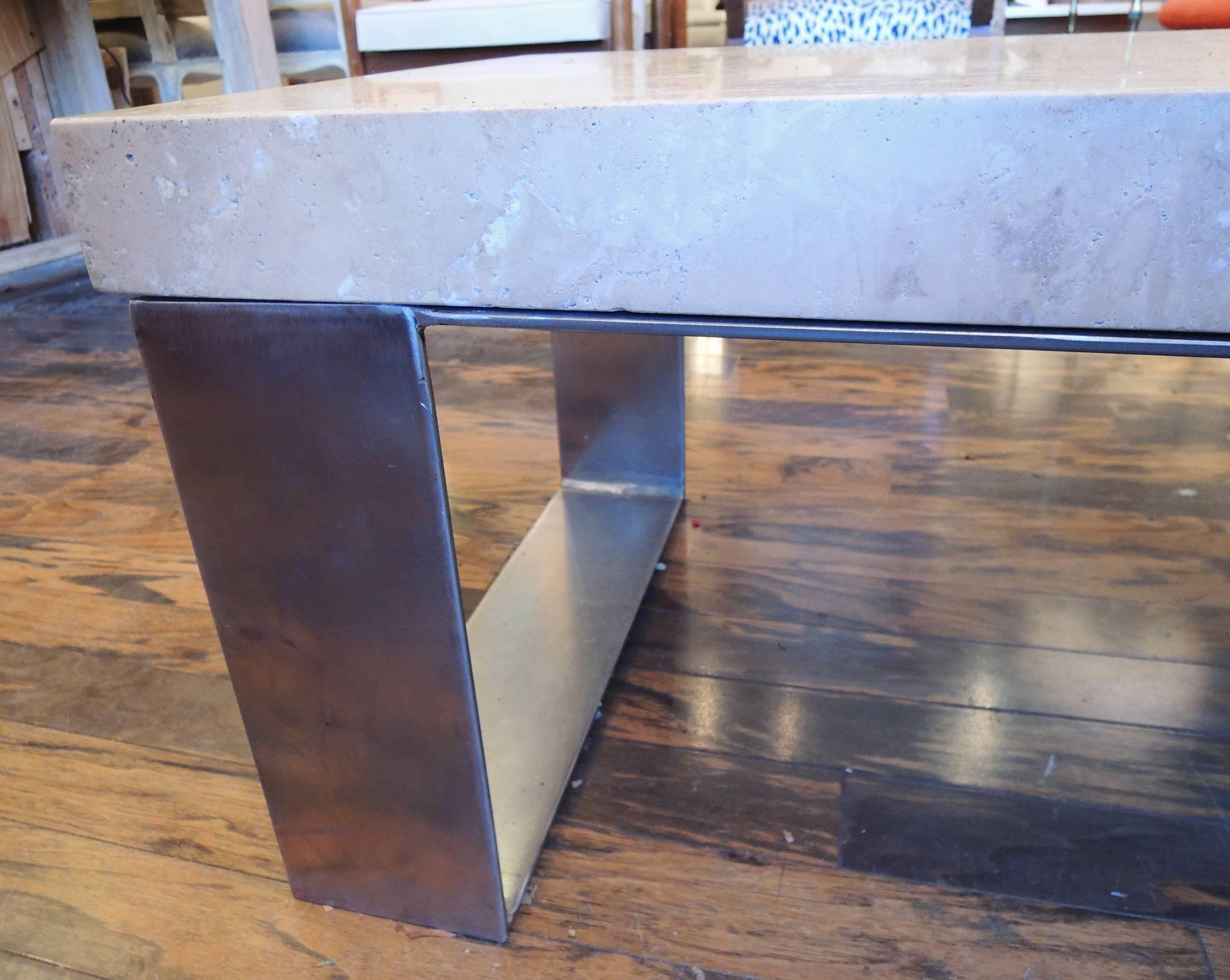 Unknown Marble and Steel Coffee Table For Sale
