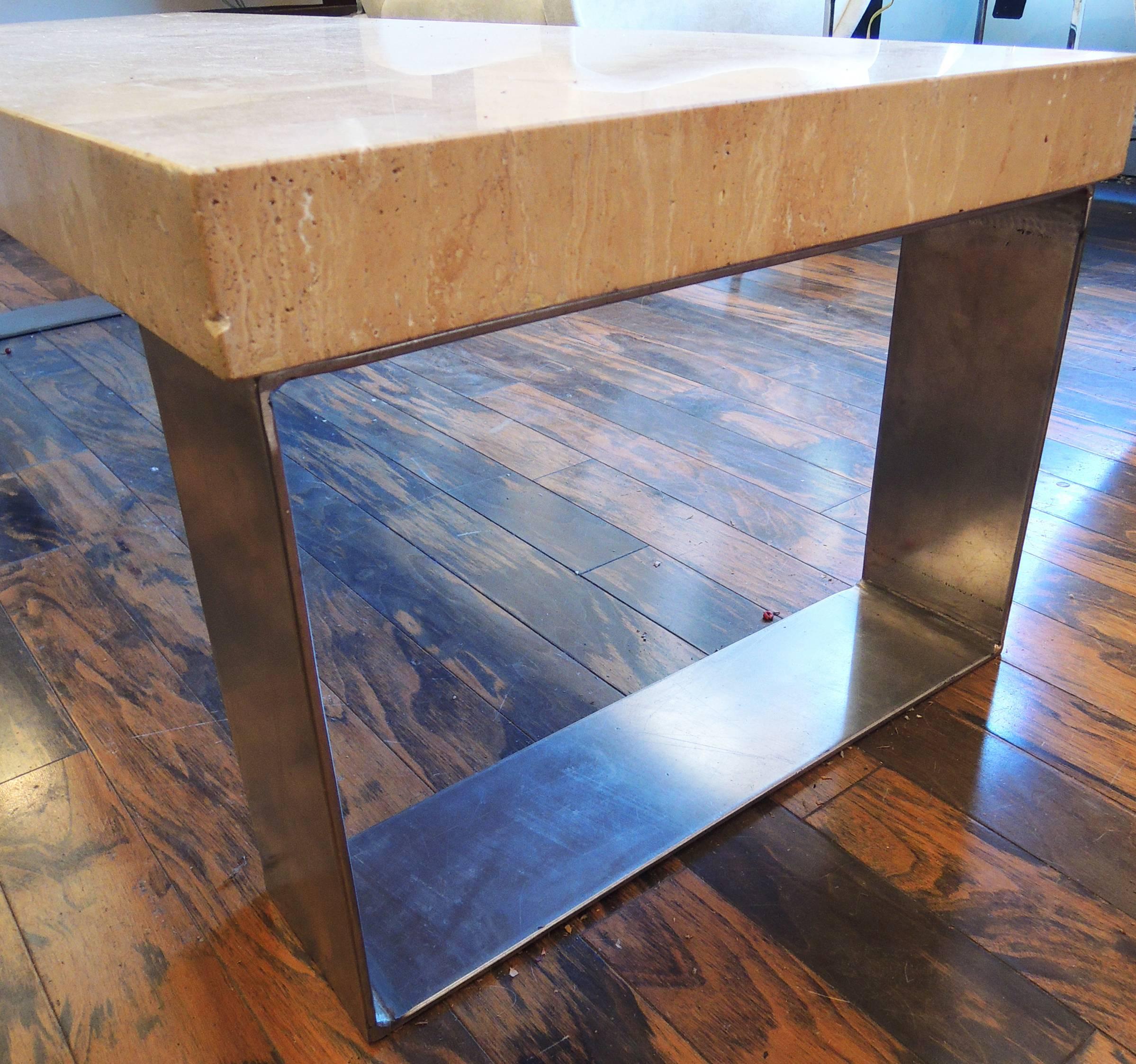 Marble and Steel Coffee Table For Sale 1