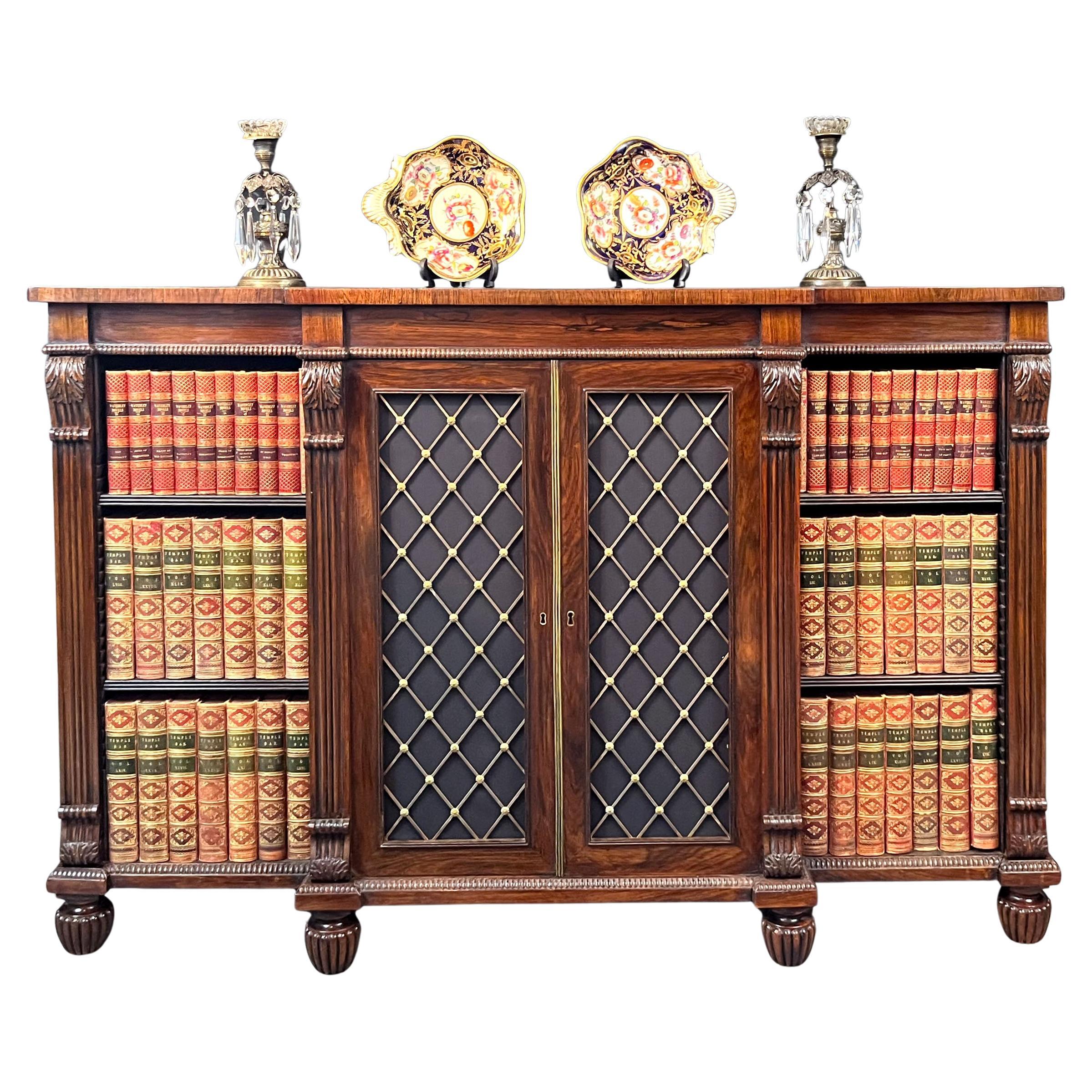 Regency breakfront side cabinet attributed to Gillows of Lancaster For Sale