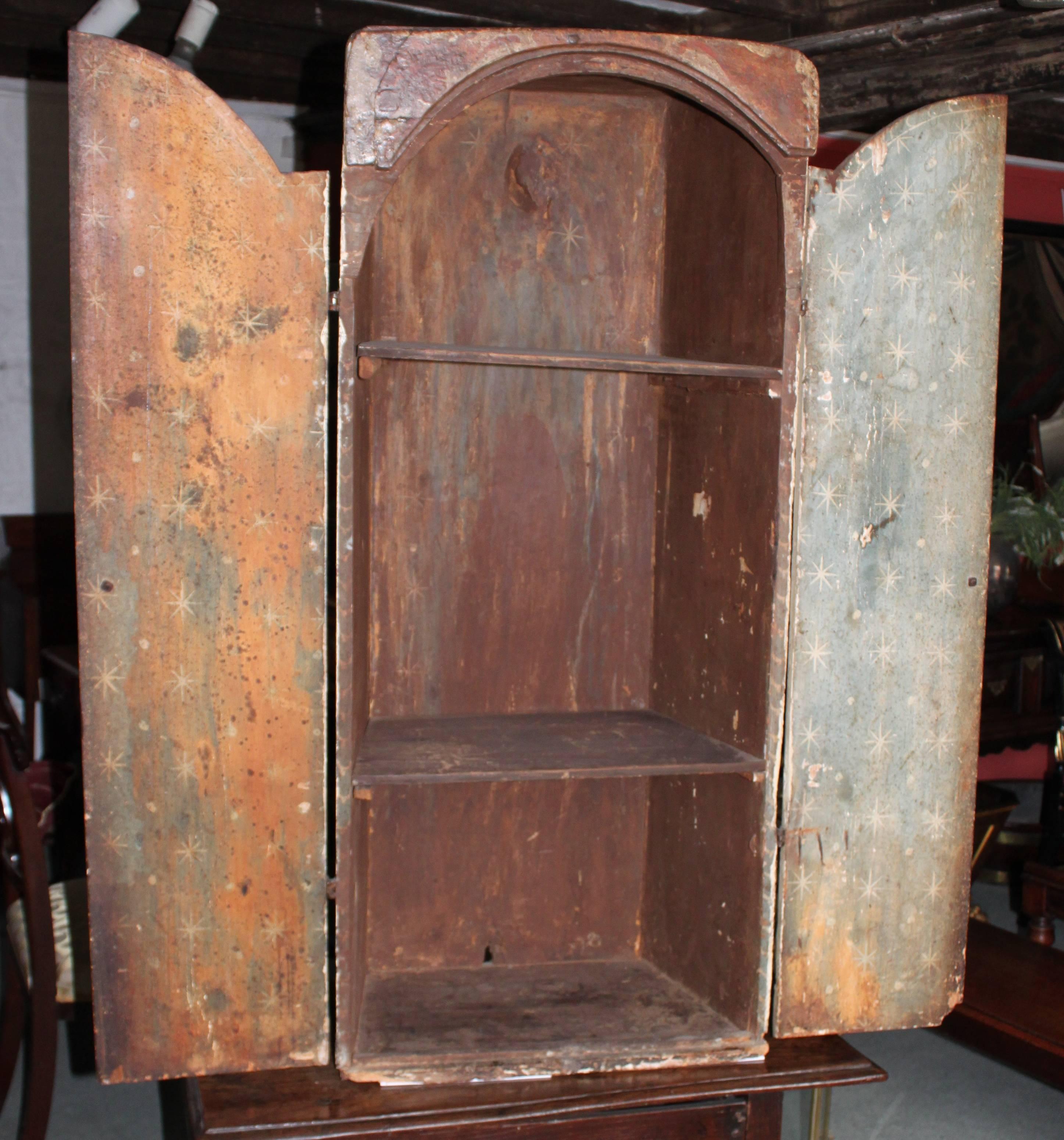 Primitive Antique Painted Cupboard Dated 1711