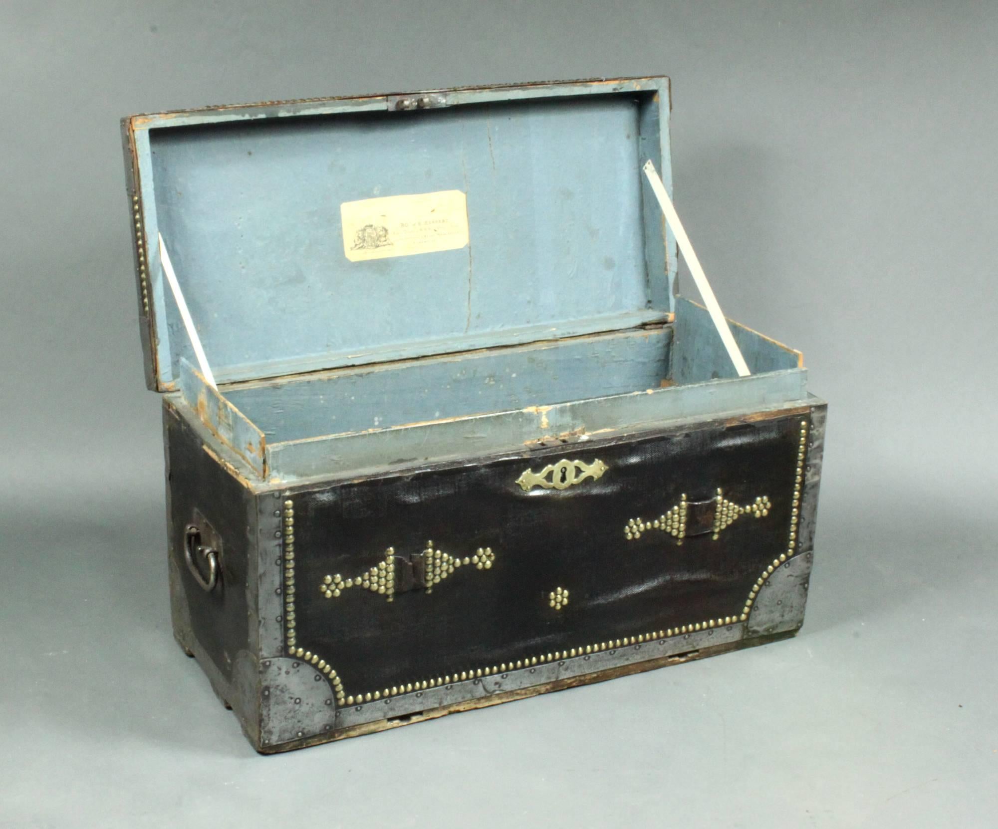 Regency Pair of Antique Leather Campaign Trunks For Sale