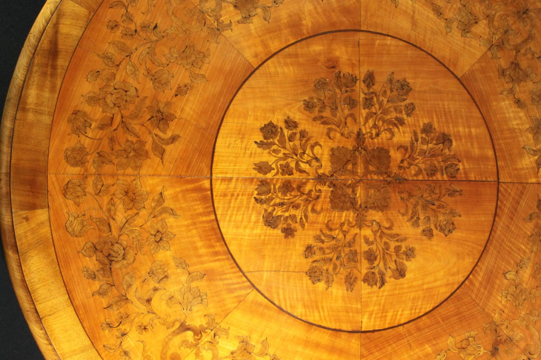 William IV Antique Satinwood Marquetry Centre Table For Sale