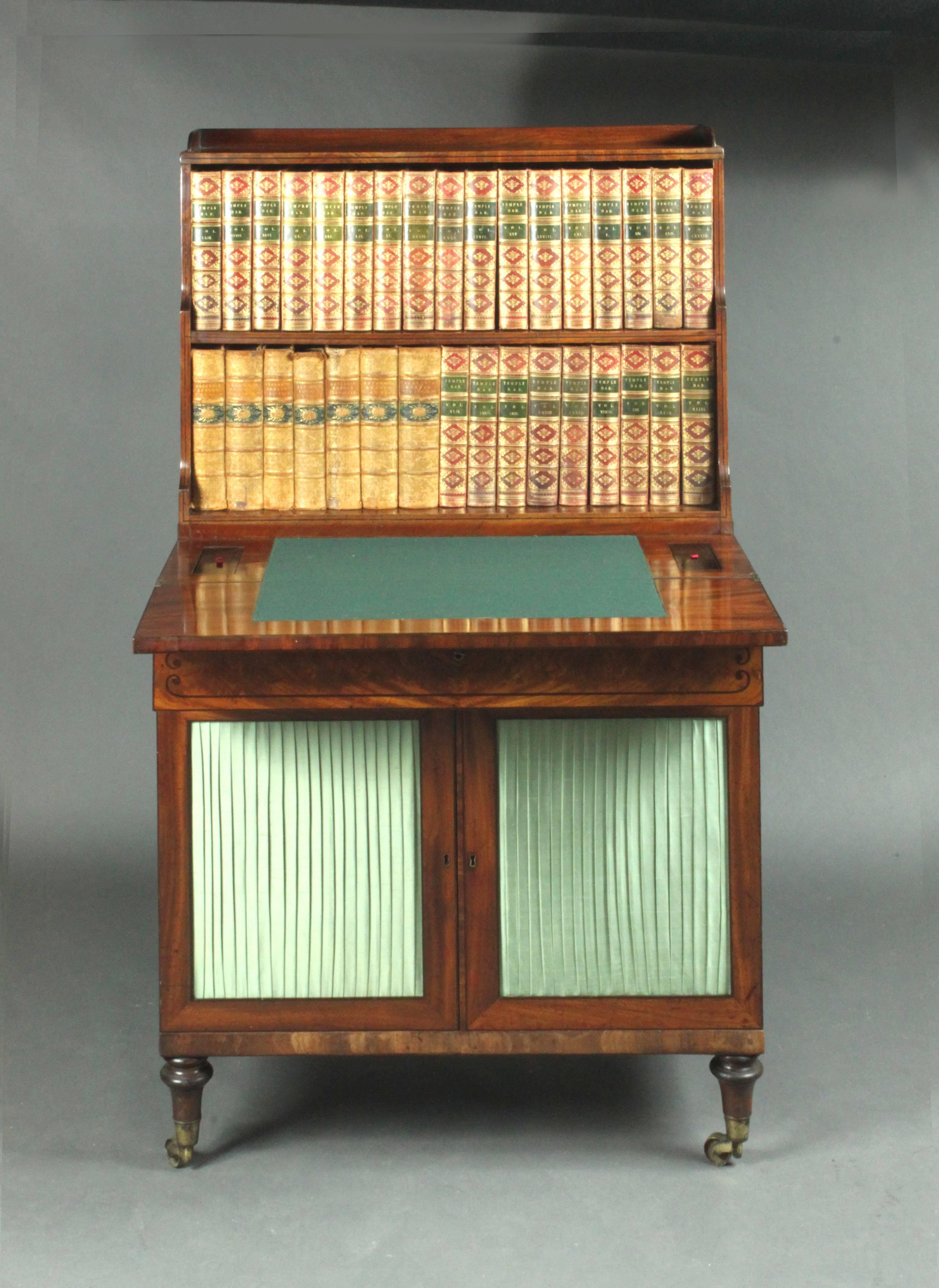 Ebony Regency Mahogany Lady's Writing Cabinet For Sale