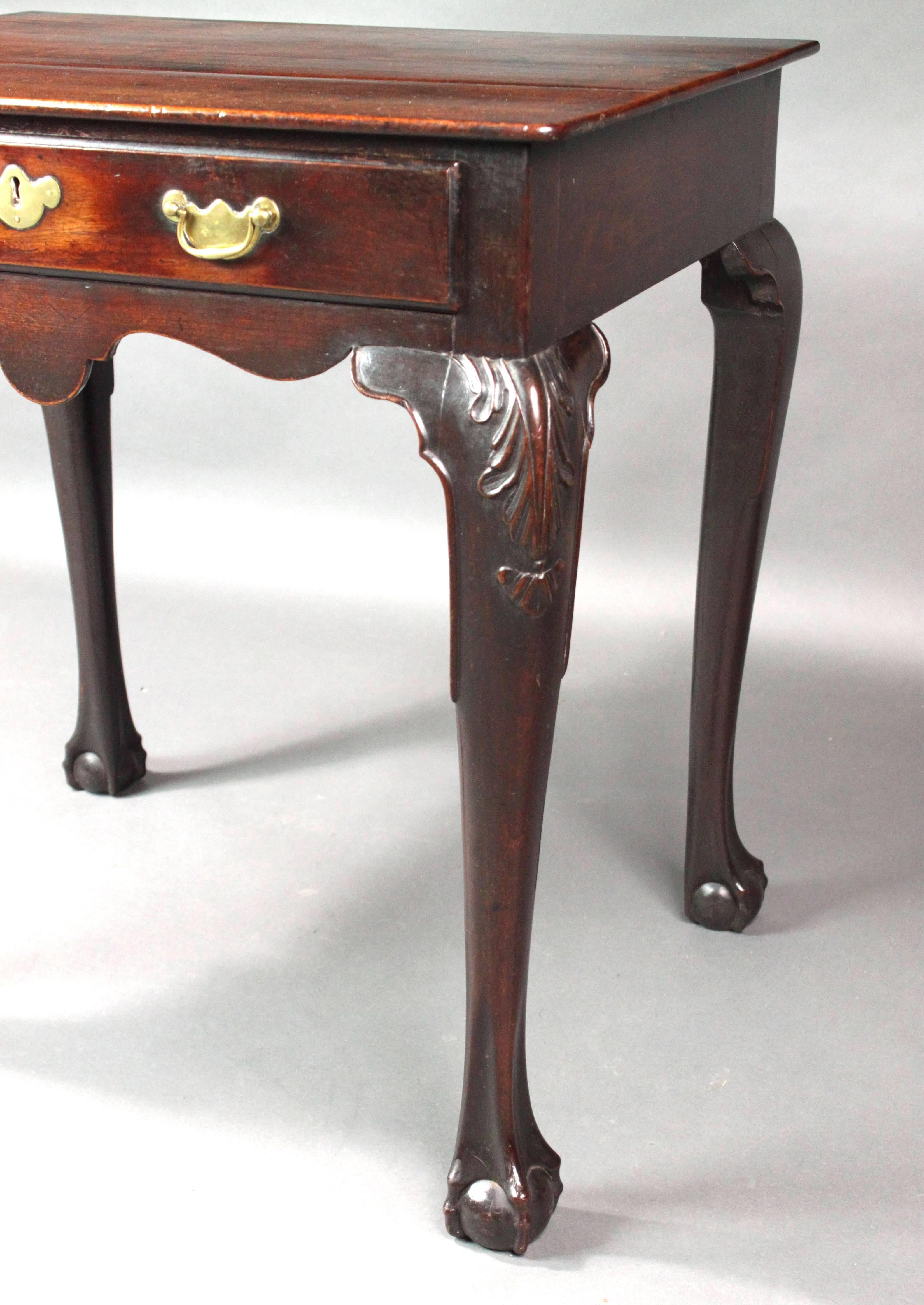 George II Cabriole Leg Irish Side Table in Red Walnut