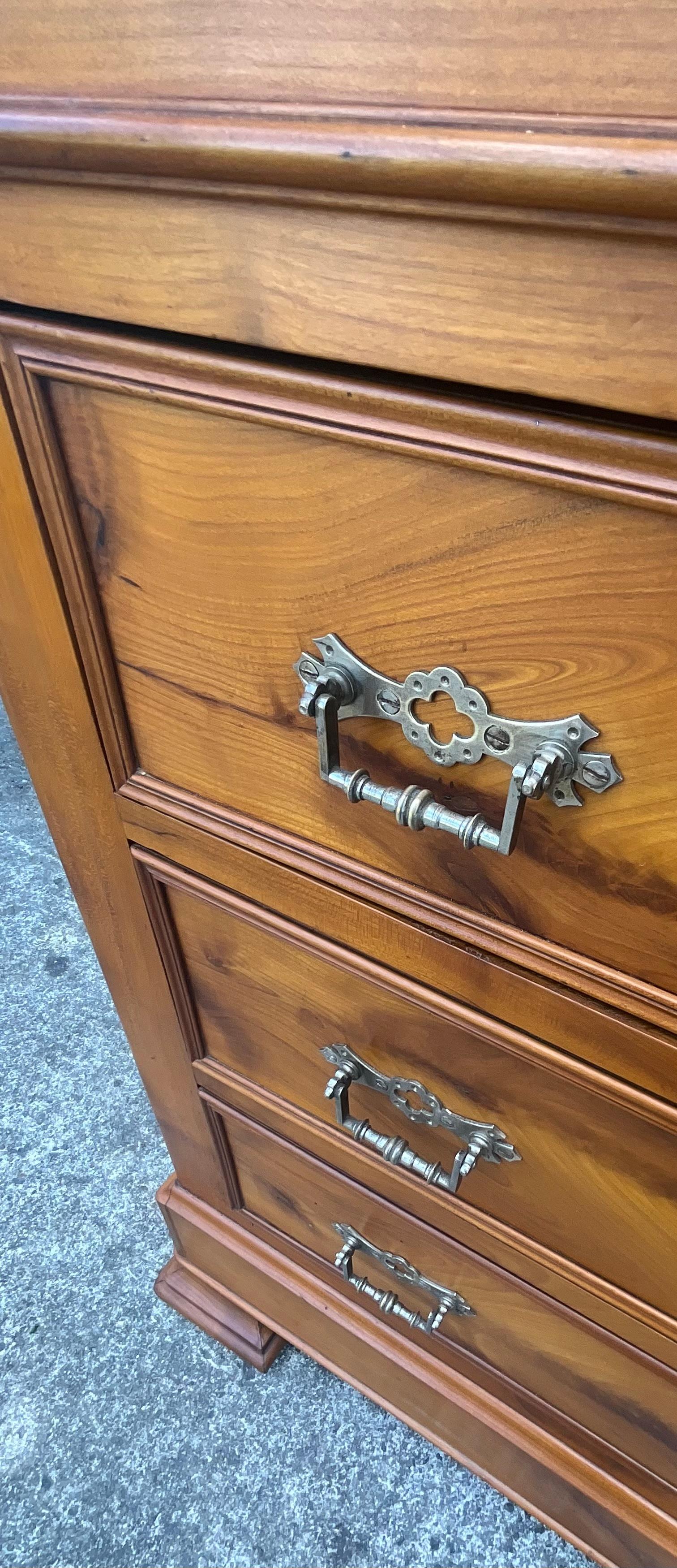 French Louis-Philippe Chest of Drawers in Cherry Burl with Marble Top, Circa 1890 For Sale
