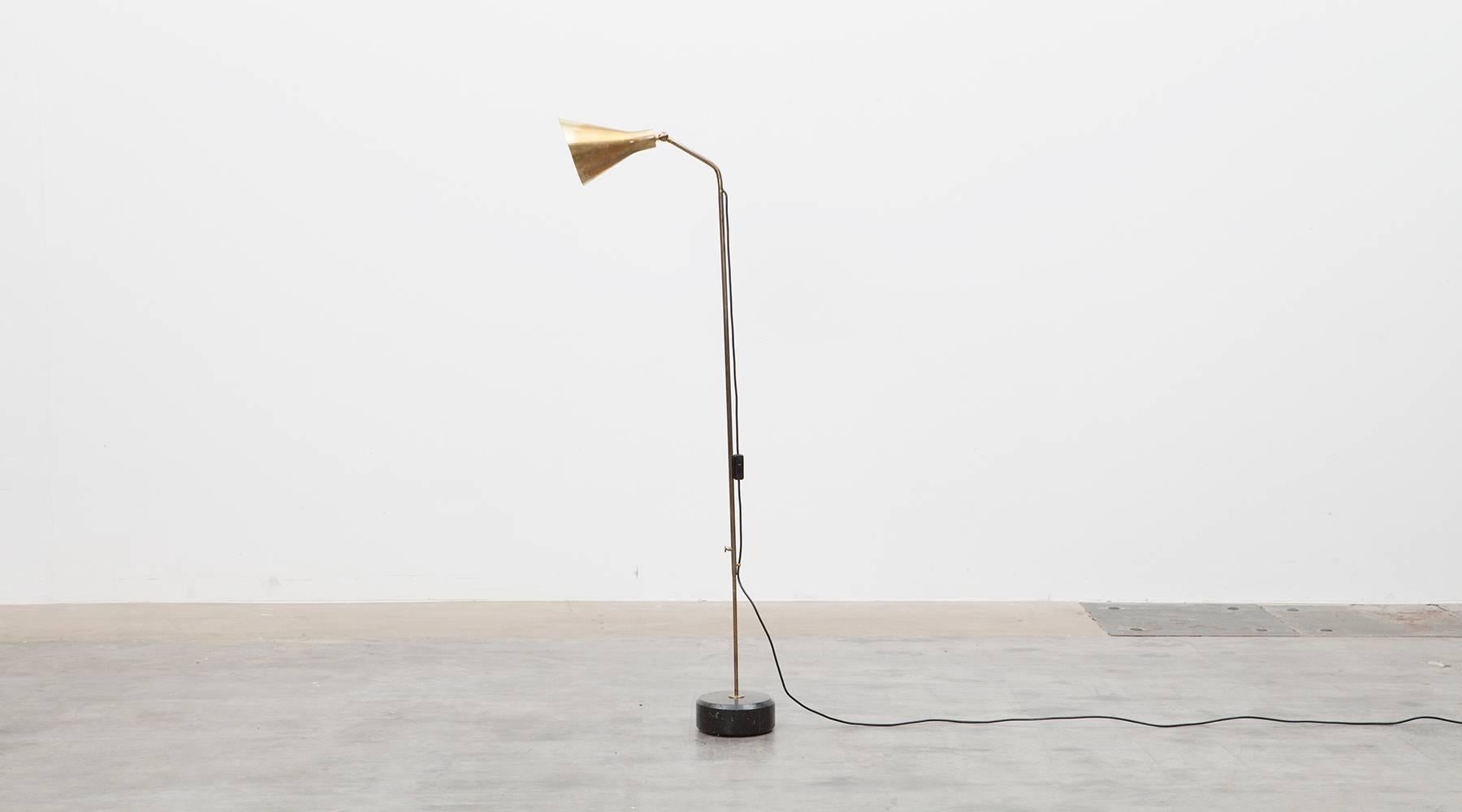 Late 20th Century 1980s Golden Brass, Black Marble Floor Lamp by Ignazio Gardella For Sale