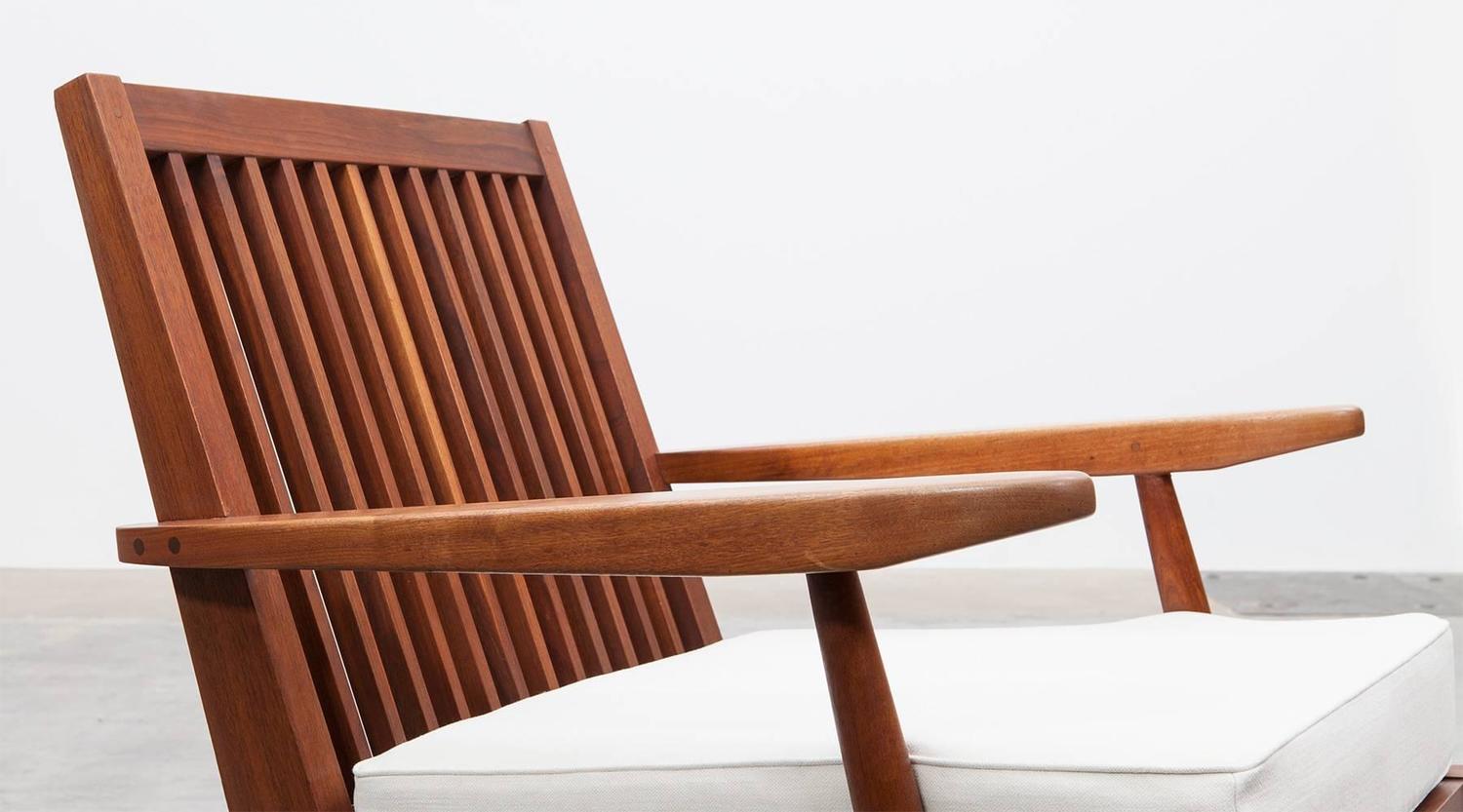 Nakashima Lounge Chair with Ottoman * NEW UPHOLSTERY * at 1stdibs