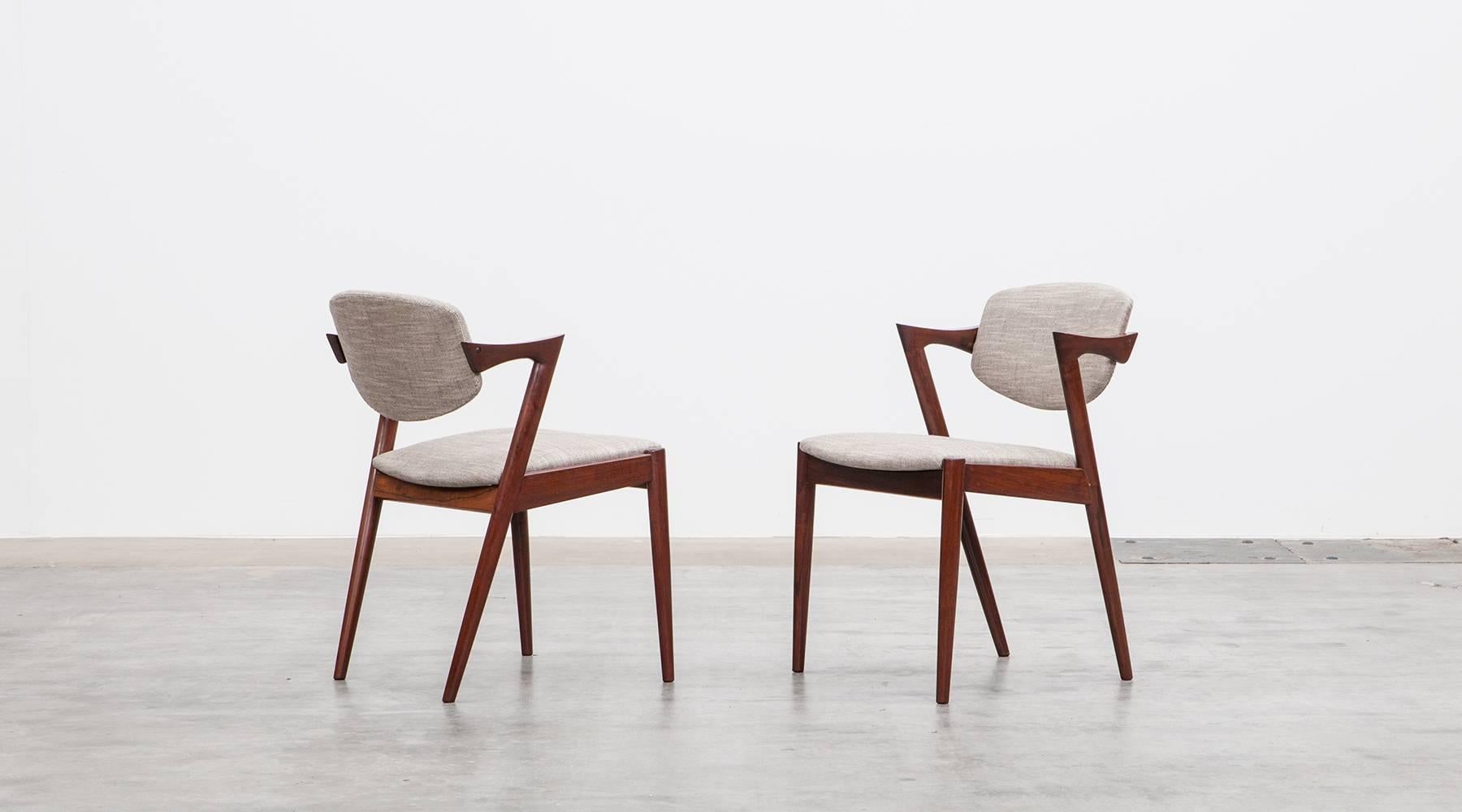 Danish Set of eight 1956 wooden Dining Chairs by Kai Kristiansen NEW UPHOLSTERY 