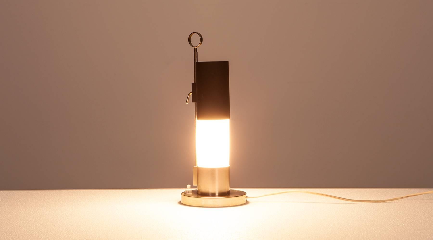Mid-Century Modern 1960s black & white, glass and steel Table Lamp by Arredoluce 'a' For Sale