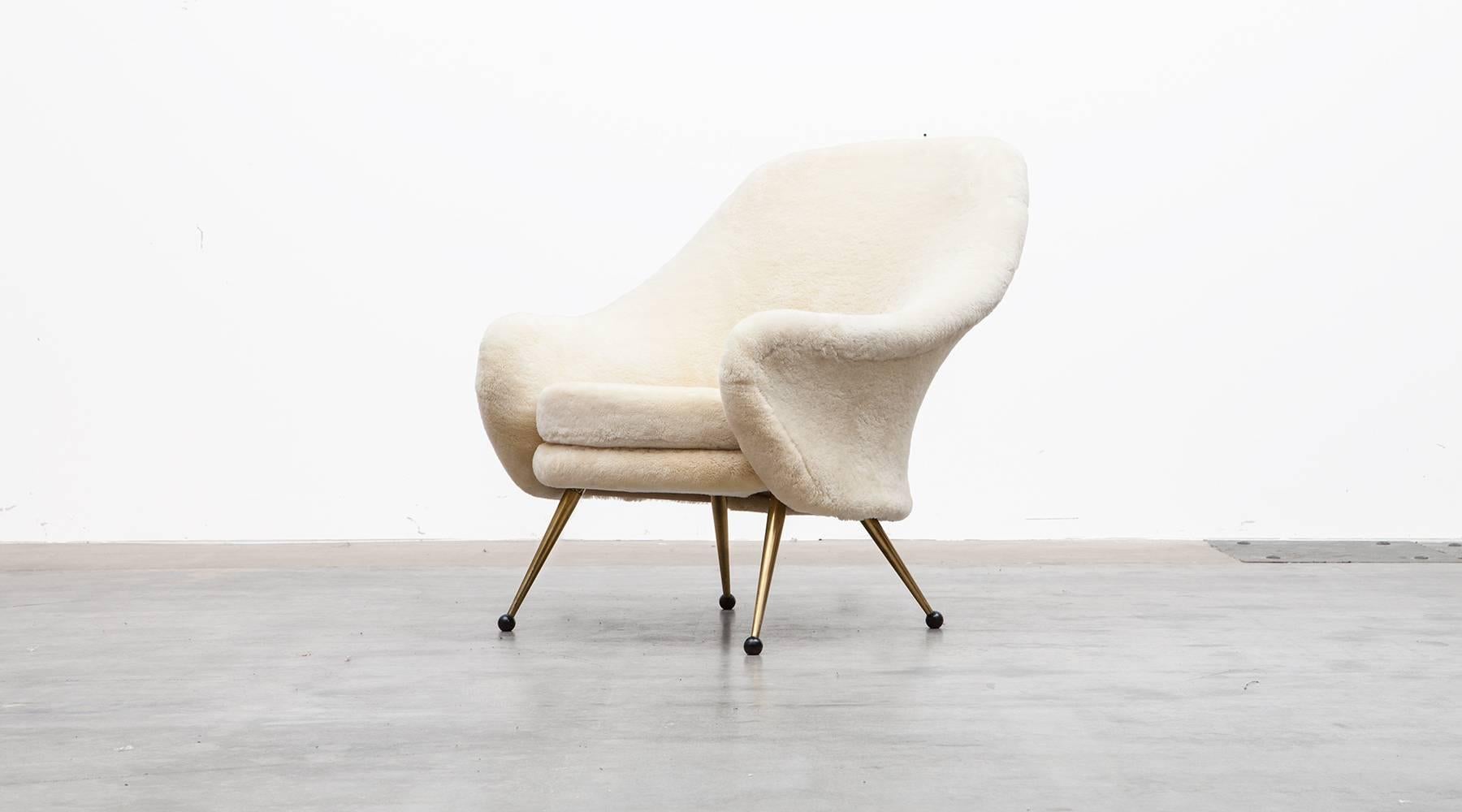 Brass Rare Marco Zanuso Martingala Lounge Chair