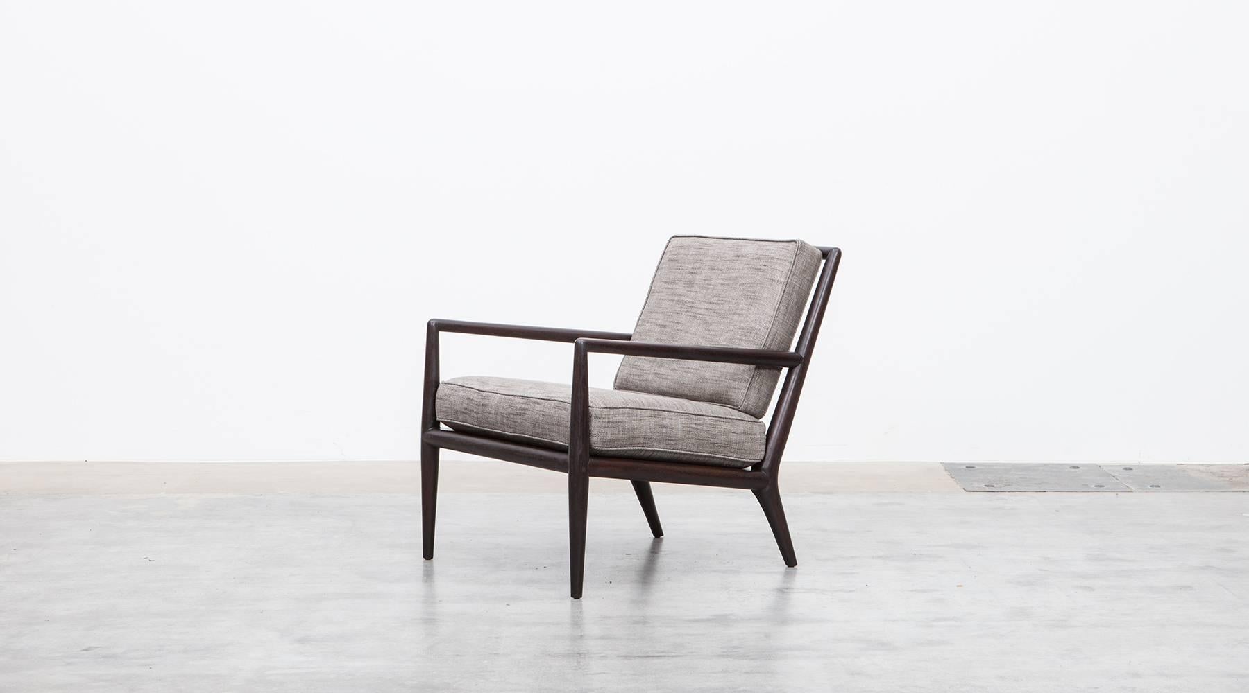 Mid-Century Modern Pair of T. H. Robsjohn-Gibbings Lounge Chairs, NEW UPHOLSTERY  For Sale